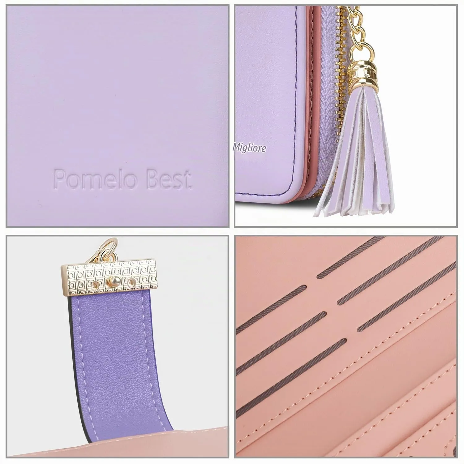 Pomelo Best Portafoglio Donna Lungo con Cerniera e Portamonete, Protezione RFID, Viola - immagine 4