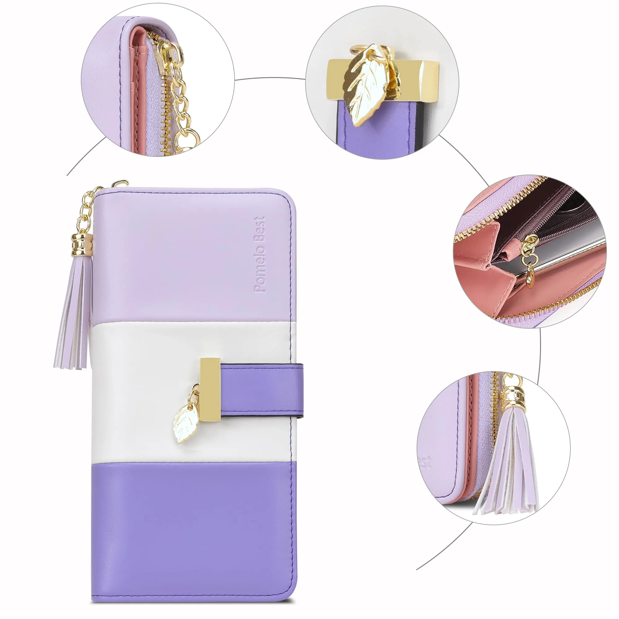 Pomelo Best Portafoglio Donna Lungo con Cerniera e Portamonete, Protezione RFID, Viola - immagine 5