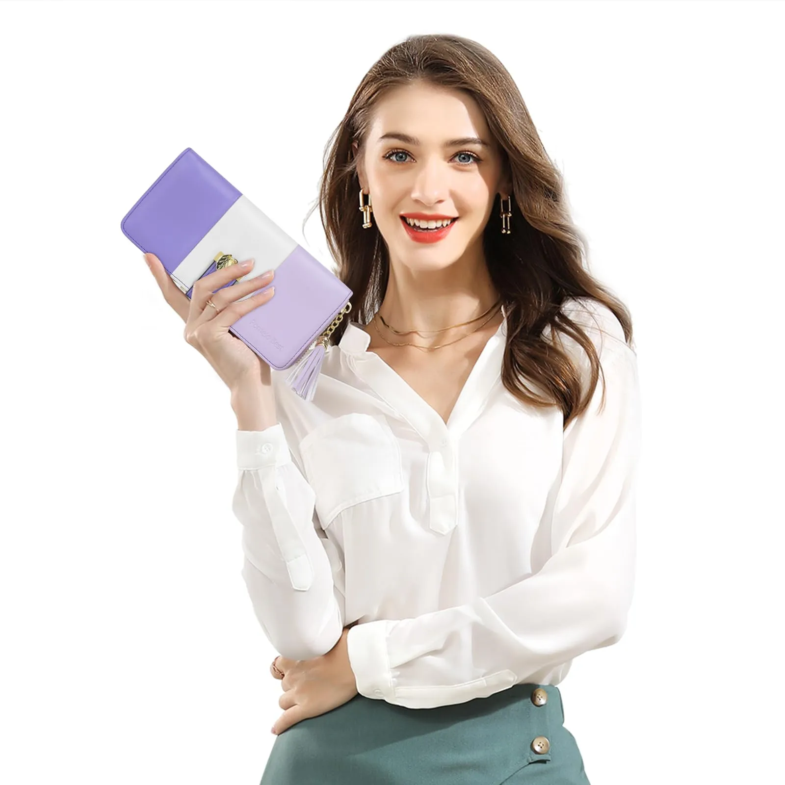 Pomelo Best Portafoglio Donna Lungo con Cerniera e Portamonete, Protezione RFID, Viola - immagine 6