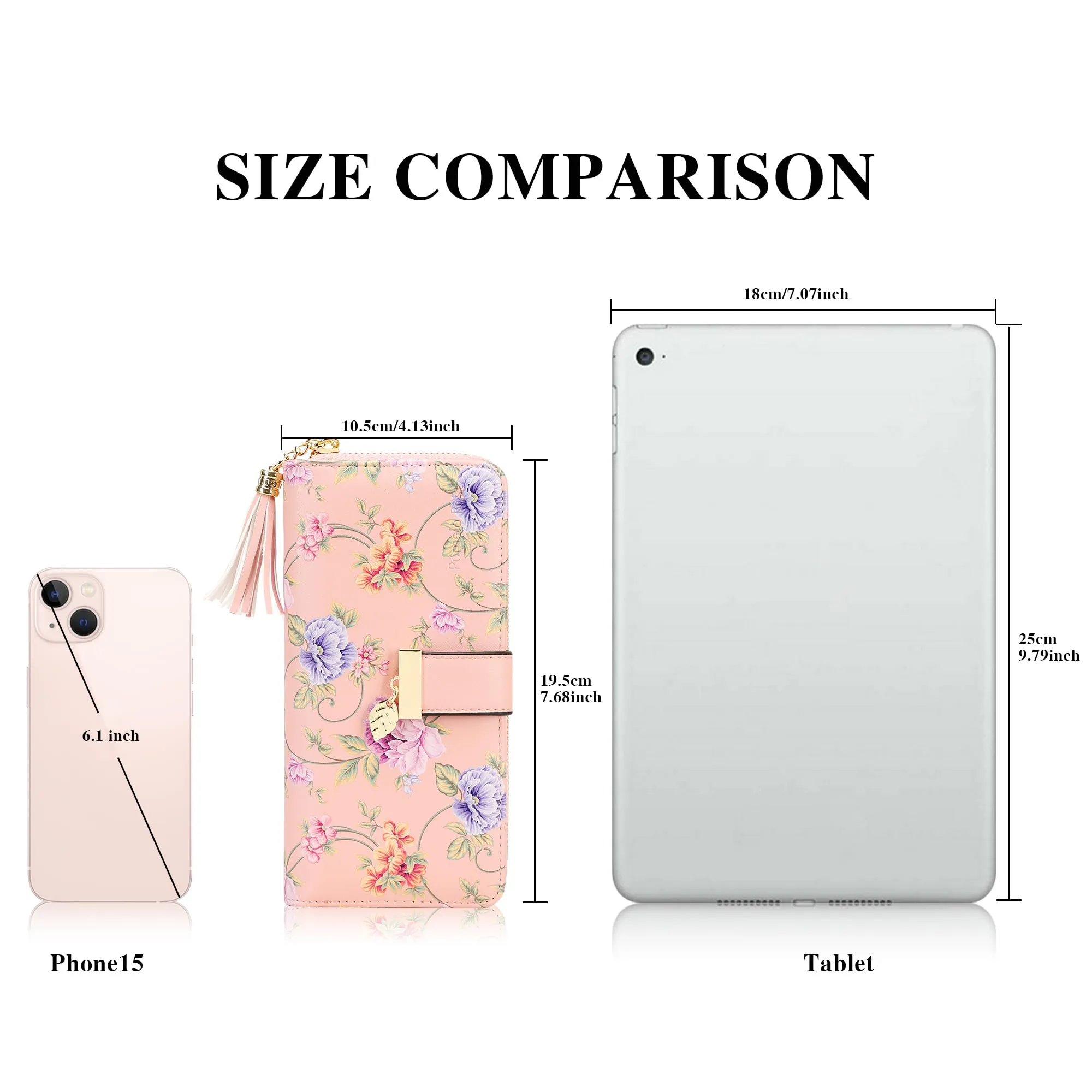 Pomelo Best Portafoglio Donna Lungo con Cerniera e Portamonete, Rosa Vite, Protezione RFID - immagine 5