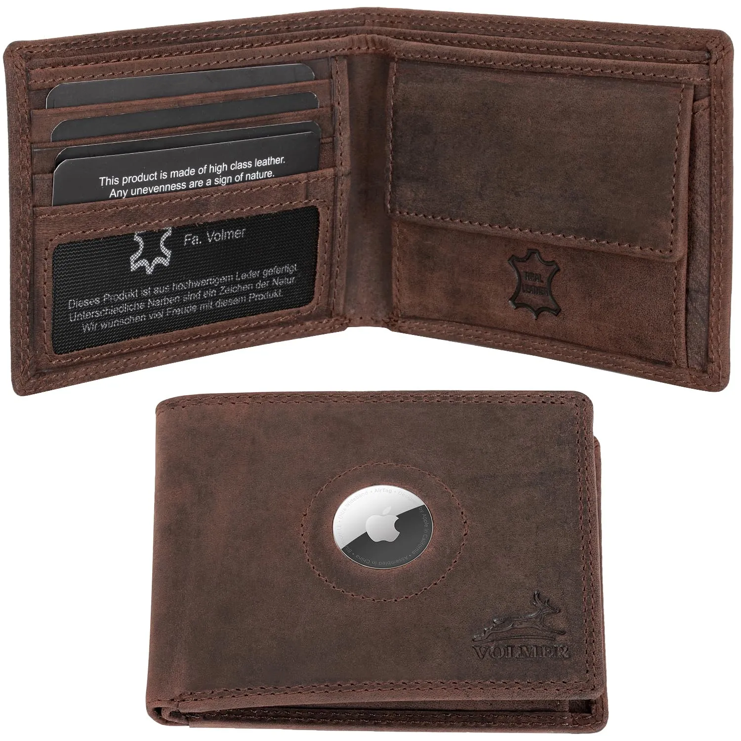 Fa.Volmer Portafoglio da uomo in pelle con protezione RFID, 6 scomparti per carte, formato orizzontale, EasyComfort - immagine 2