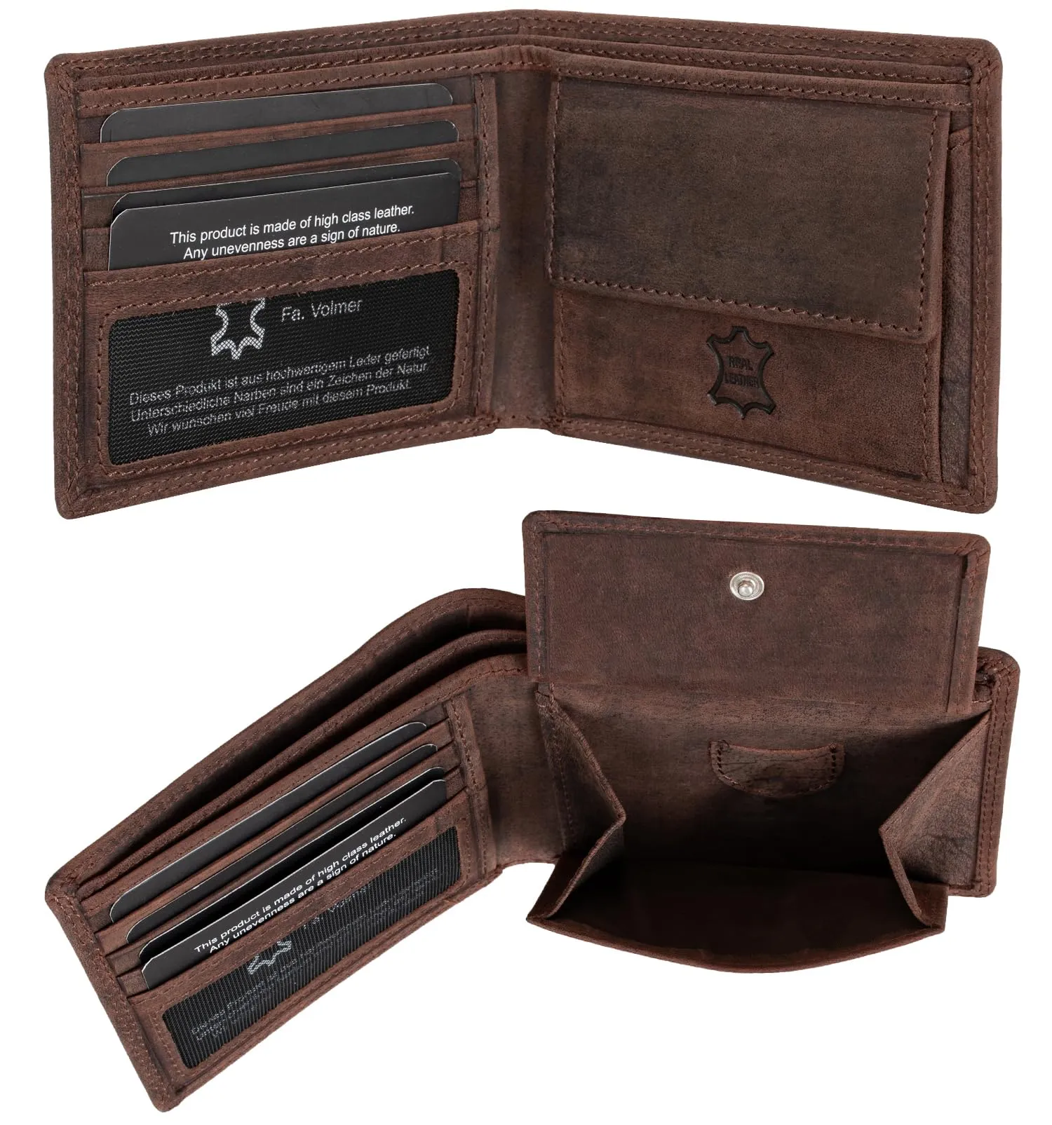 Fa.Volmer Portafoglio da uomo in pelle con protezione RFID, 6 scomparti per carte, formato orizzontale, EasyComfort - immagine 3