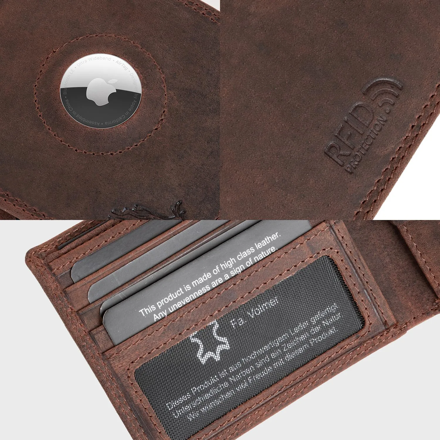 Fa.Volmer Portafoglio da uomo in pelle con protezione RFID, 6 scomparti per carte, formato orizzontale, EasyComfort - immagine 7
