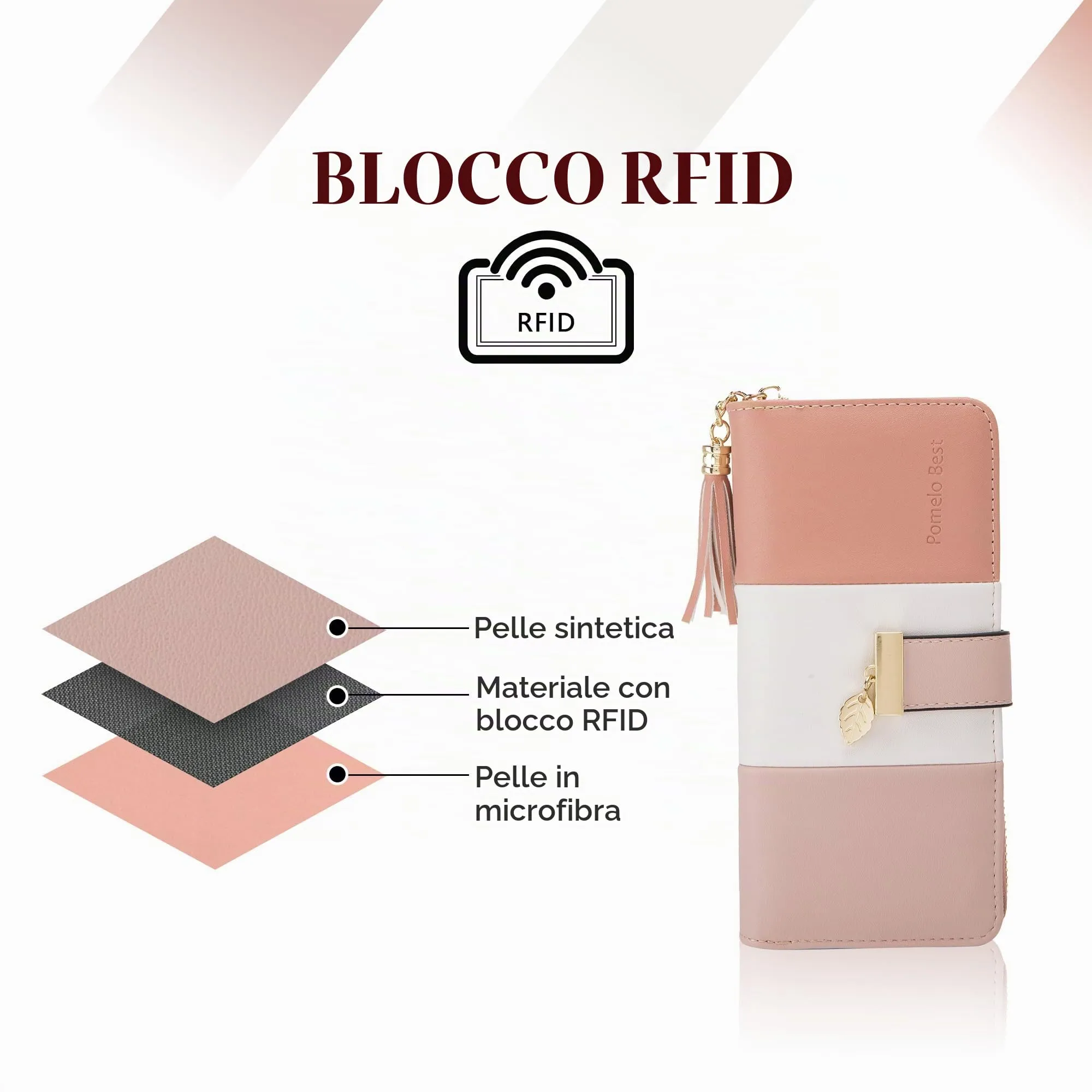 Pomelo Best Portafoglio Donna Lungo con Cerniera e Portamonete, Pelle Sintetica, Protezione RFID, Albicocca Antico - immagine 3