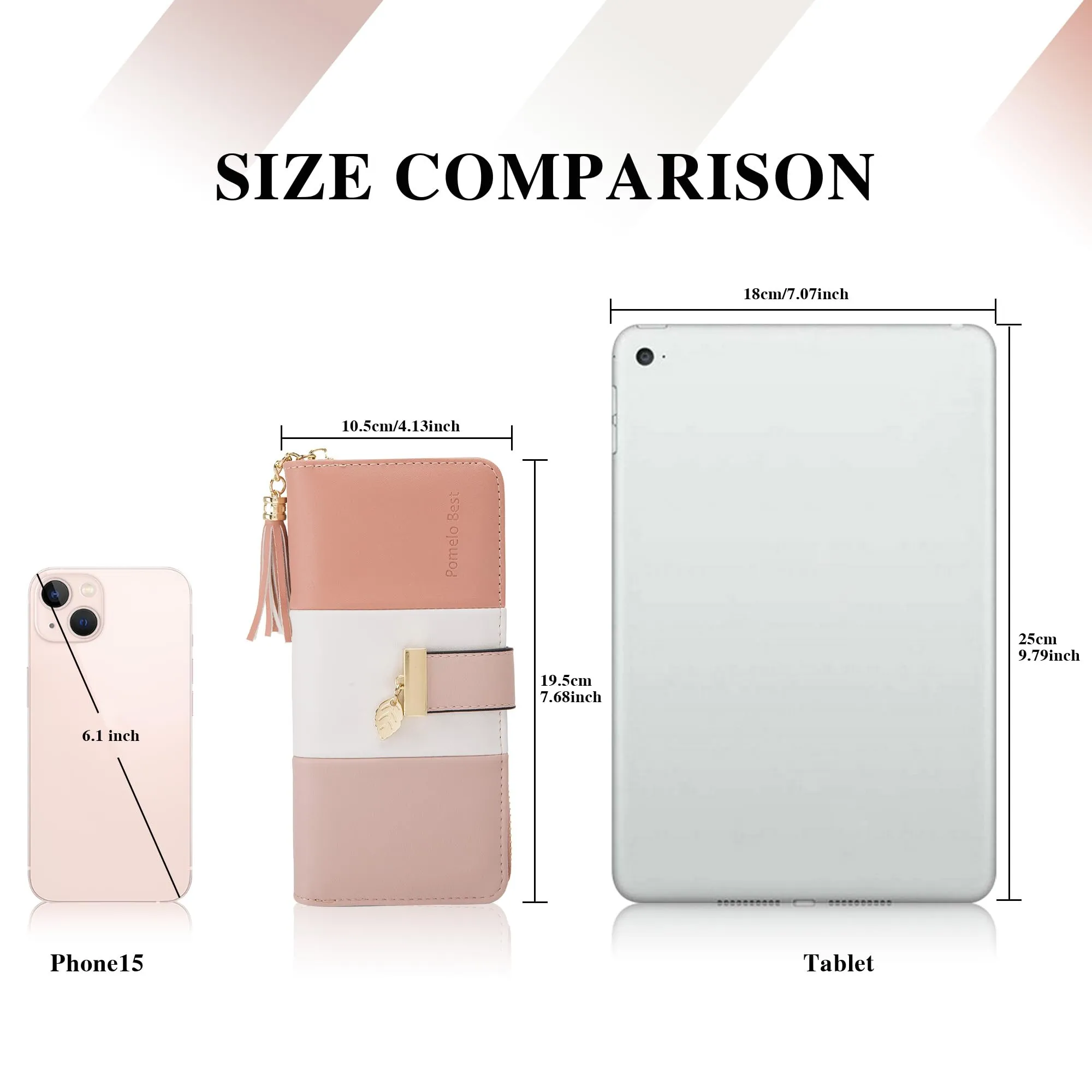 Pomelo Best Portafoglio Donna Lungo con Cerniera e Portamonete, Pelle Sintetica, Protezione RFID, Albicocca Antico - immagine 5