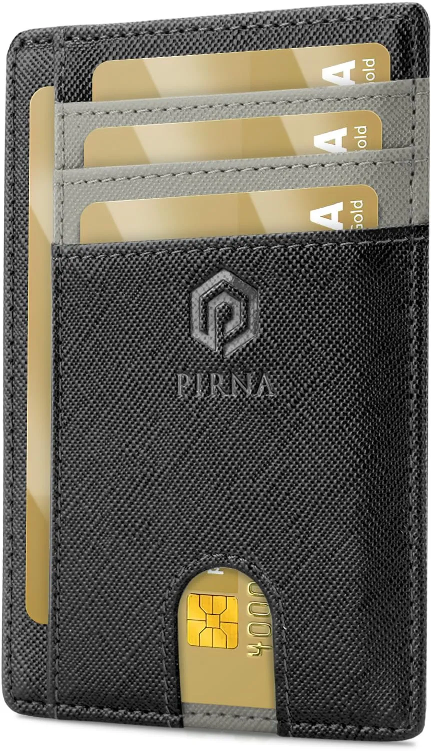 PIRNA Portafoglio Slim RFID Porta Carte di Credito - Nero/Grigio - immagine 1