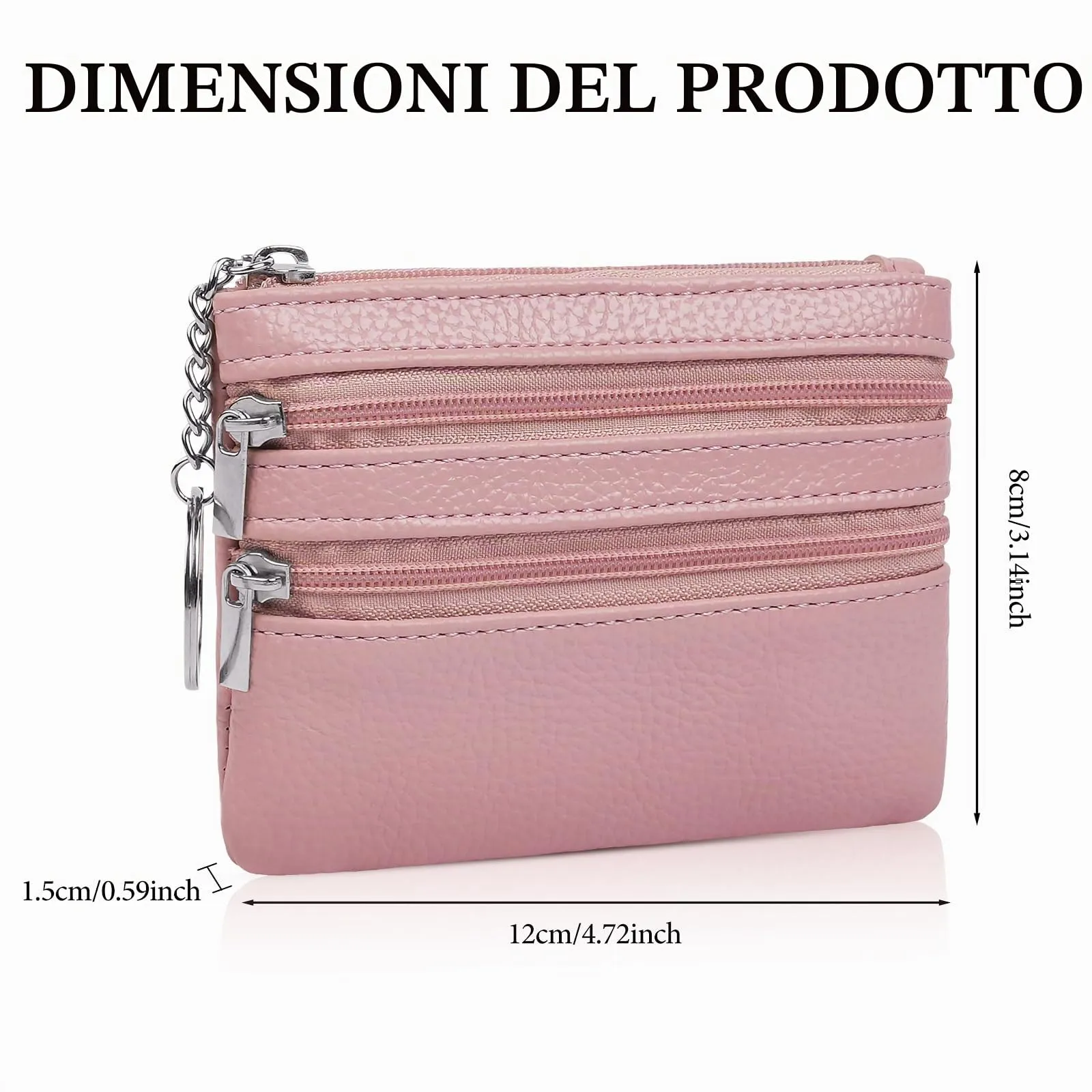 Aucuu Portafoglio in Pelle Donna Mini Portamonete con Portachiavi - immagine 2