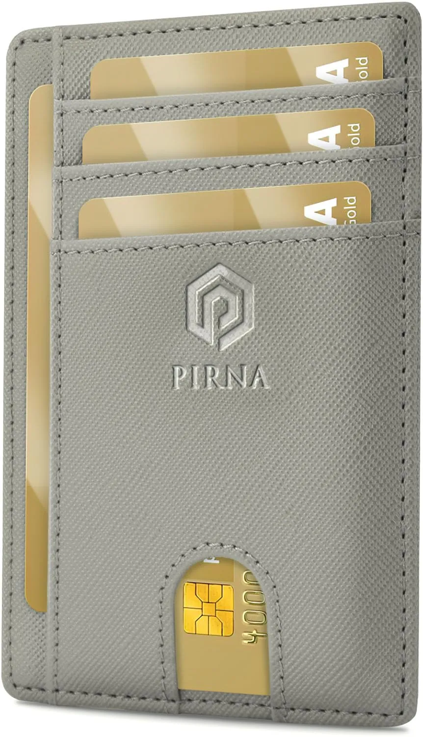 PIRNA Portafoglio Slim RFID Porta Carte di Credito - Grigio Argento - immagine 1