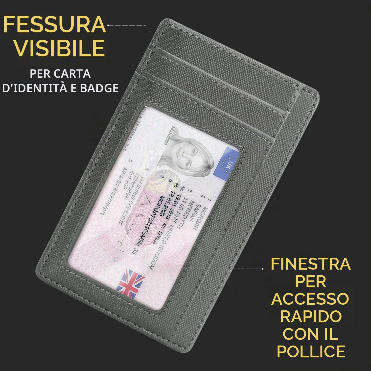 PIRNA Portafoglio Slim RFID Unisex - Porta Carte di Credito - Grigio Canna Di Fucile - immagine 6