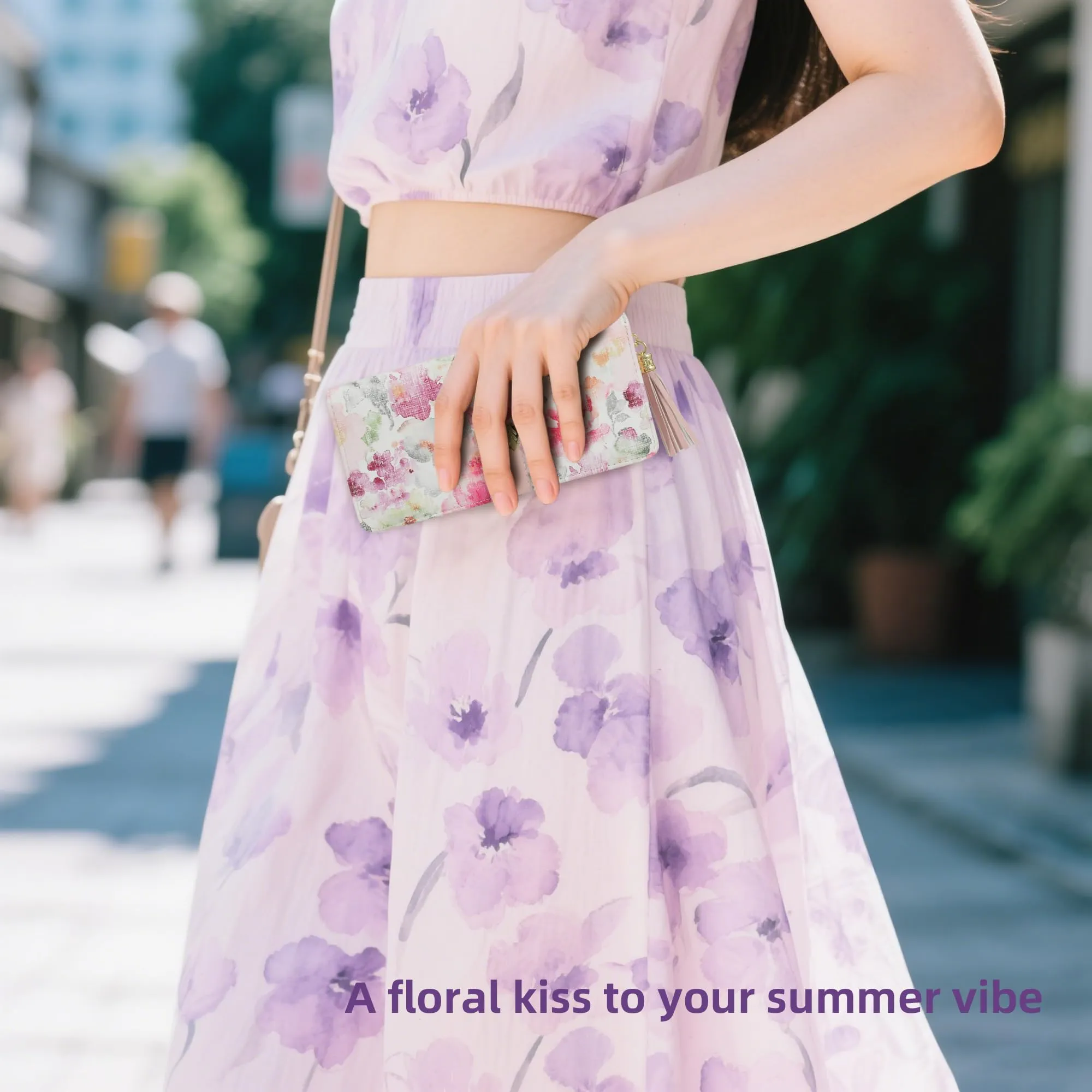 Pomelo Best Portafoglio Donna Lungo con Cerniera e Portamonete, Floreale, Peonia A Guazzo - immagine 6