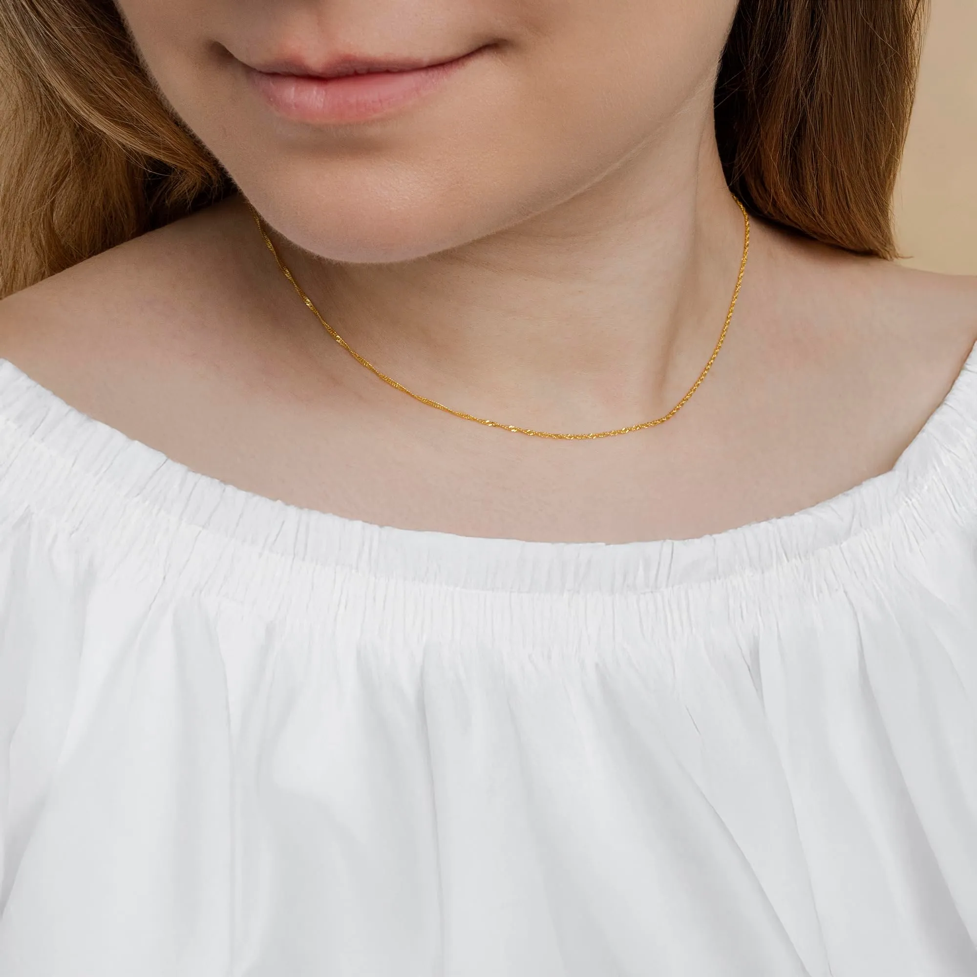 Amberta Catenina in Argento 925 Singapore Dorata per Donna e Uomo, 55 cm - immagine 2