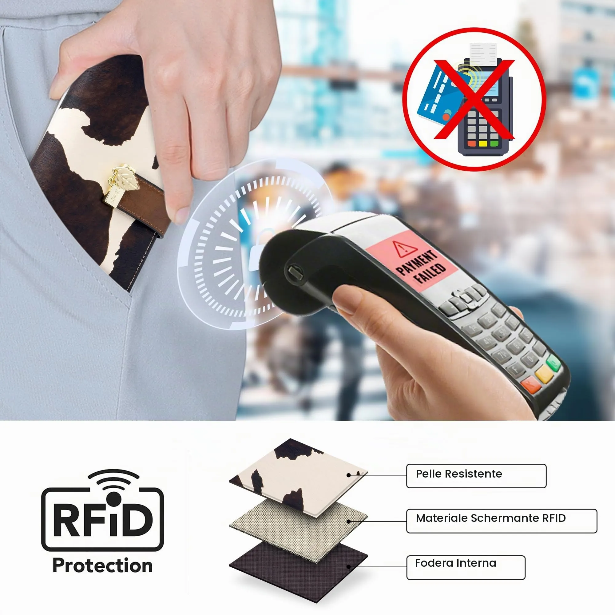 Pomelo Best Portafoglio Donna Lungo con Cerniera e Portamonete, Pelle Sintetica, RFID, Verde Floreale - immagine 4