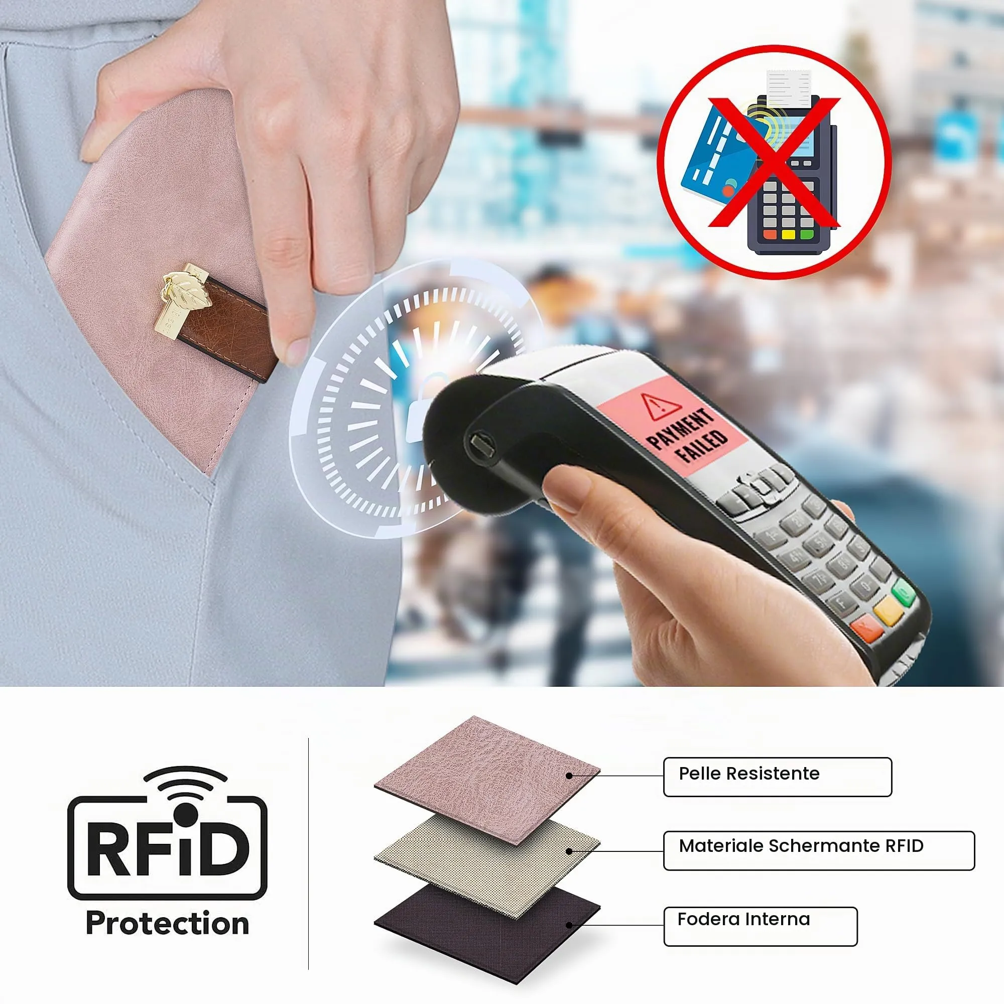 Pomelo Best Portafoglio Donna Lungo con Cerniera e Portamonete RFID - immagine 3