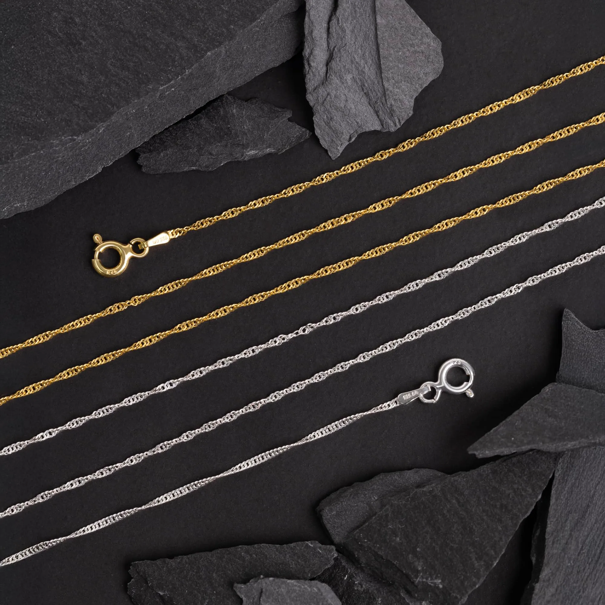 Amberta Catenina Argento 925 Singapore Dorata, 50 cm - immagine 3