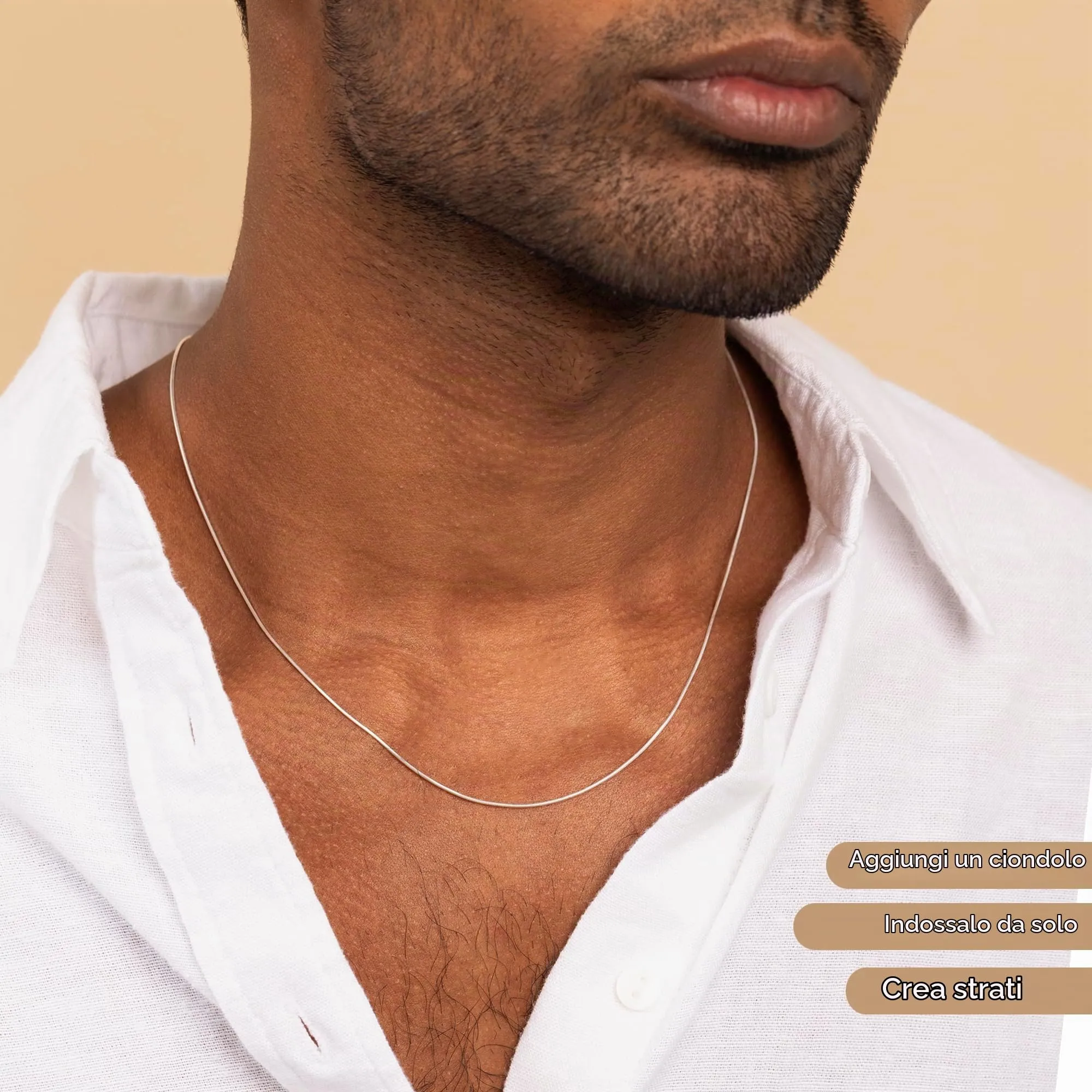 Amberta Catenina in Argento 925 Maglia Serpente, 55 cm - immagine 4