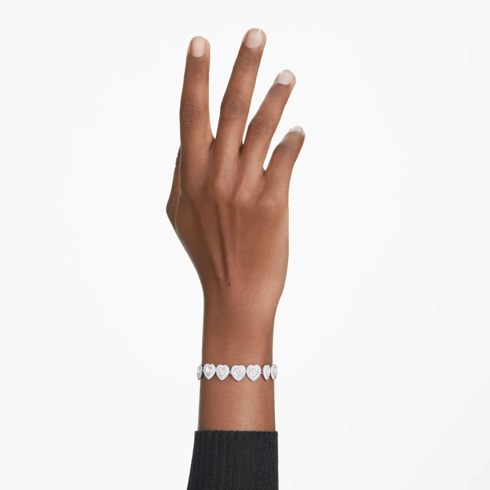 Swarovski Ariana Grande Bracciale Tennis con Pavé di Cristalli, Forma a Cuore, Placcatura in Tonalità Rodio, 16,8-21,8 cm - immagine 8