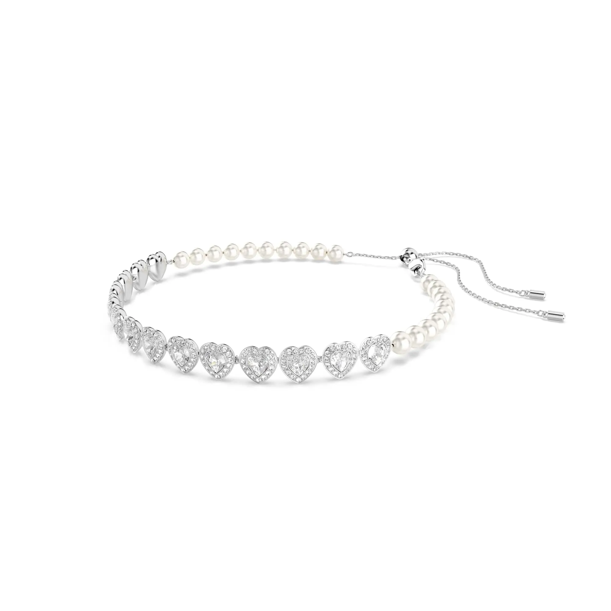 Swarovski Ariana Grande Tennis Necklace, Heart Crystals and Crystal Pearls, Rhodium Plated, 30-44 cm - immagine 2