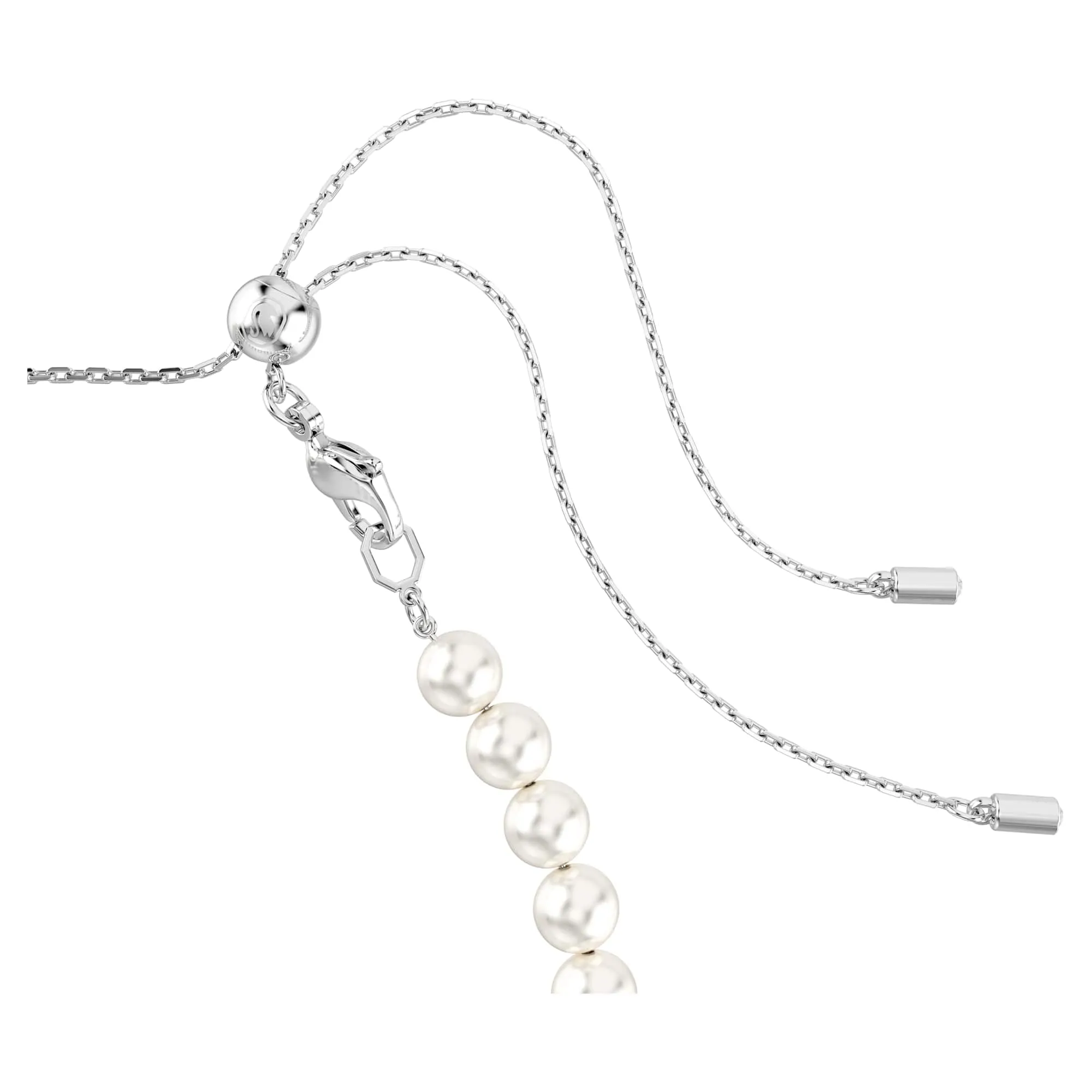 Swarovski Ariana Grande Tennis Necklace, Heart Crystals and Crystal Pearls, Rhodium Plated, 30-44 cm - immagine 3