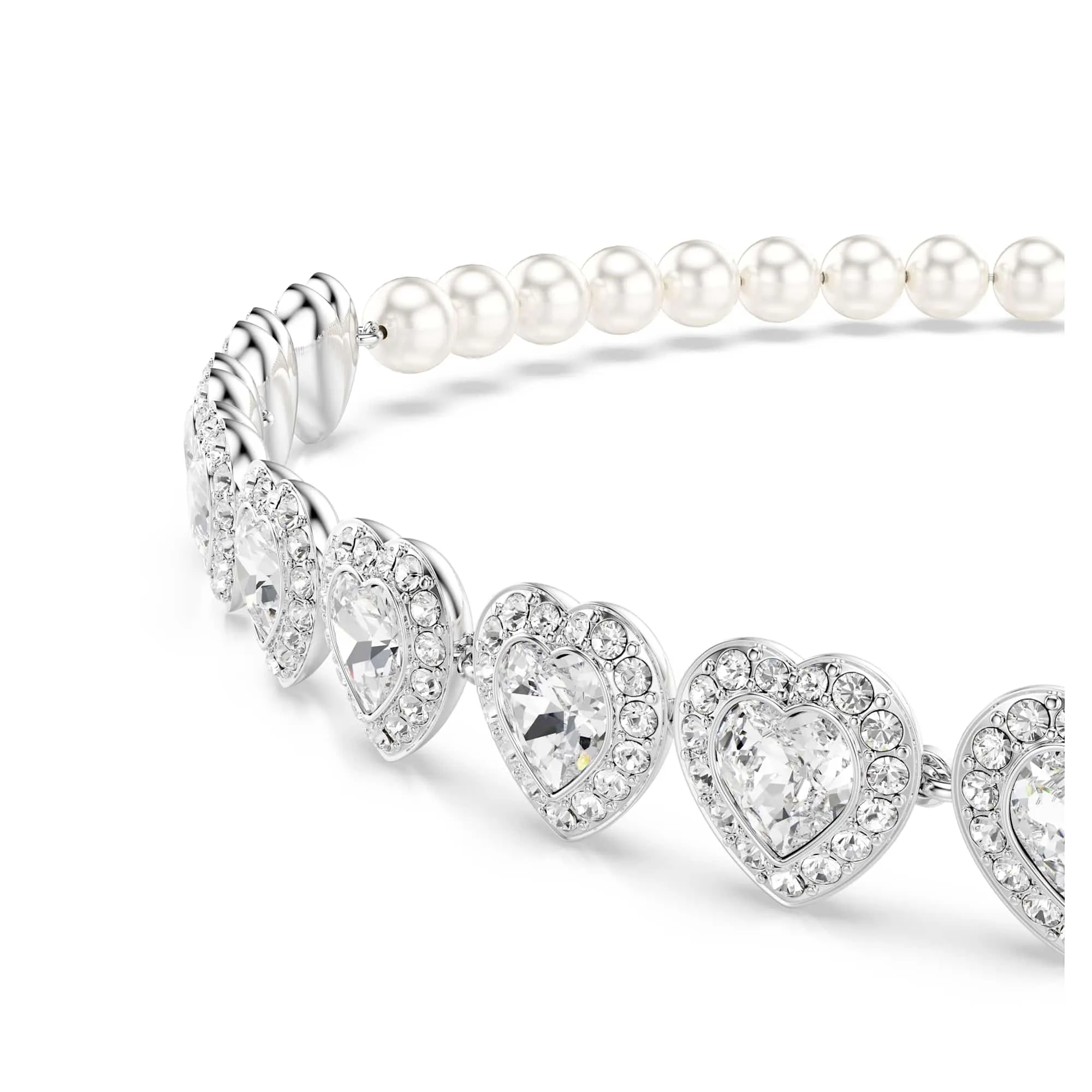 Swarovski Ariana Grande Tennis Necklace, Heart Crystals and Crystal Pearls, Rhodium Plated, 30-44 cm - immagine 4