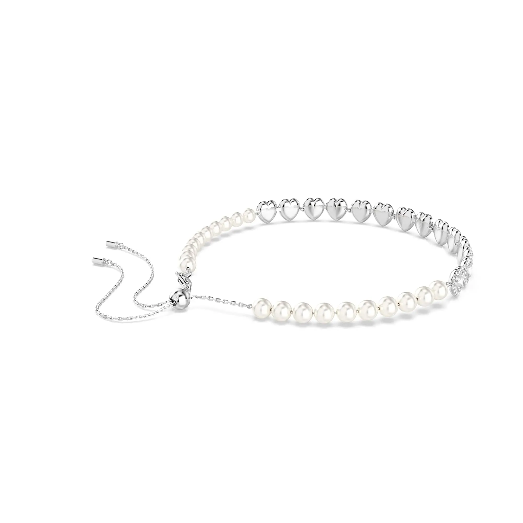 Swarovski Ariana Grande Tennis Necklace, Heart Crystals and Crystal Pearls, Rhodium Plated, 30-44 cm - immagine 5