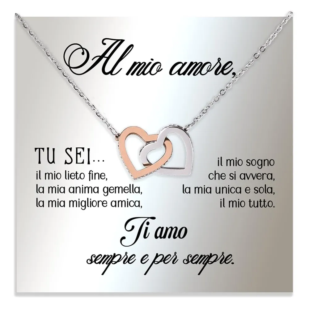 NONNA PROFESSIONISTA Collana Donna in Argento con Ciondolo Cuore e Zirconia, Oro - Al mio Amore 2 - immagine 1