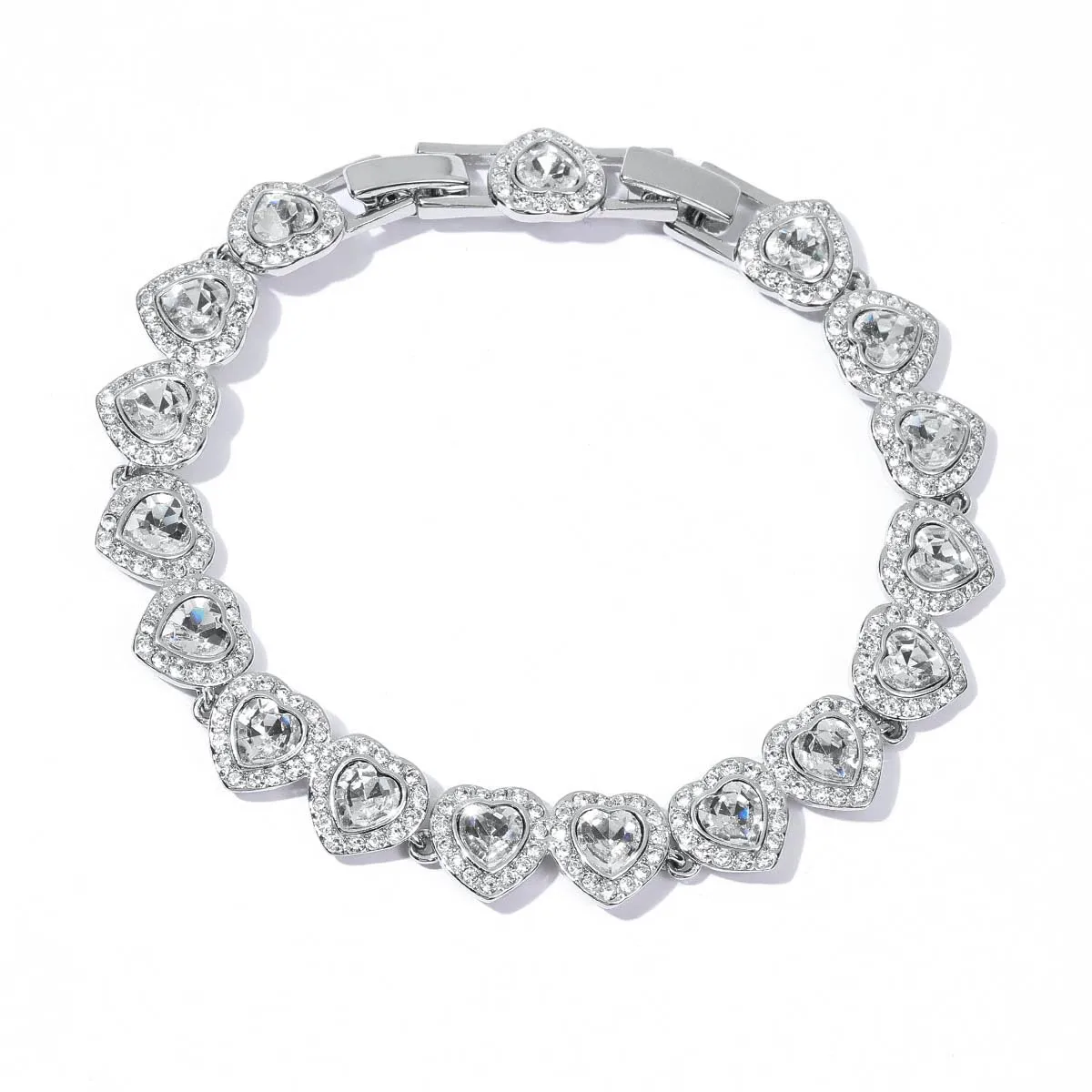 Set Collana e Braccialetti Angelica in Argento Sterling e Oro Bianco 18K con Cristalli e Zirconia, 17-19cm - immagine 2