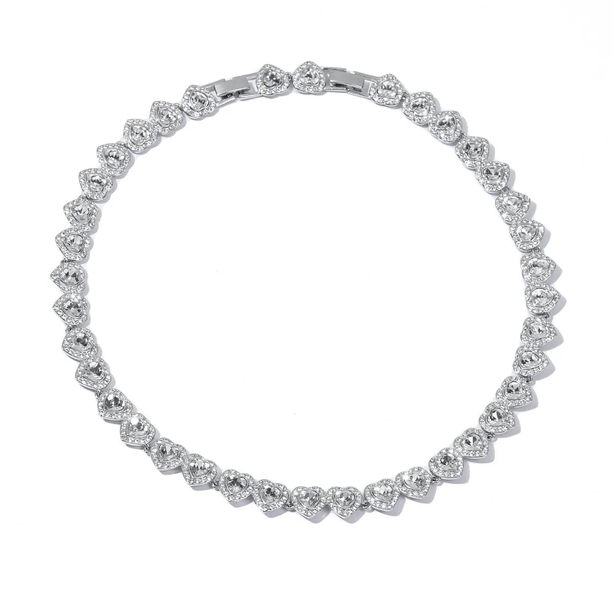 Collana Angelica con ciondolo a cuore, placcata in oro bianco 18 carati, 41 cm - immagine 2