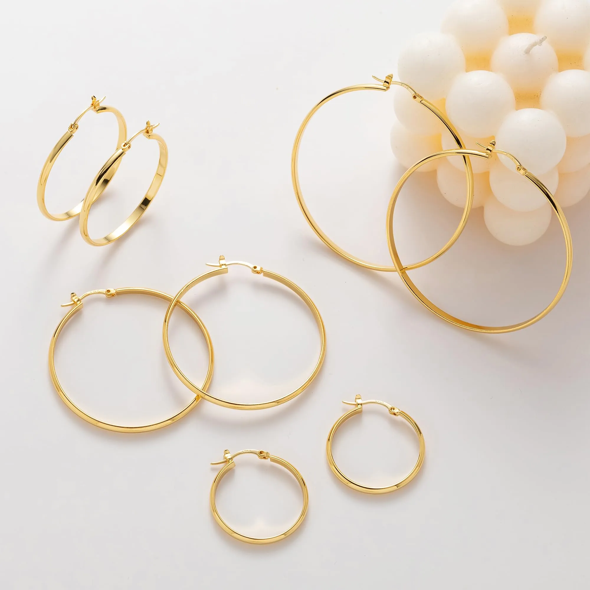 RANKEEF Orecchini a Cerchio Donna 14k Placcato Oro, 3 mm Larghi, Argento 925 Sterling Post, Ipoallergenico - immagine 7
