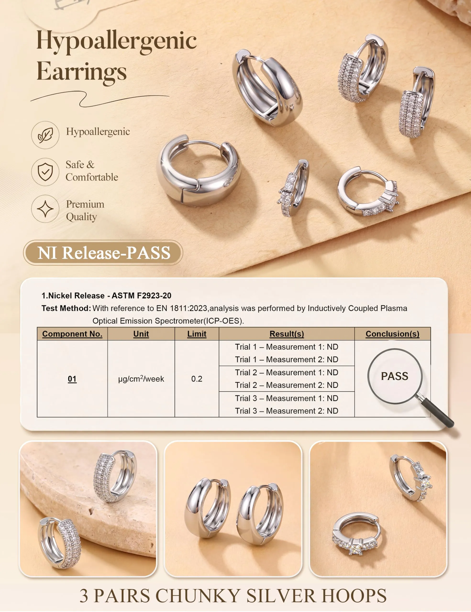 Chriscoco Orecchini a Cerchio Oro e Argento Set Anallergici Donna 12 mm - immagine 6
