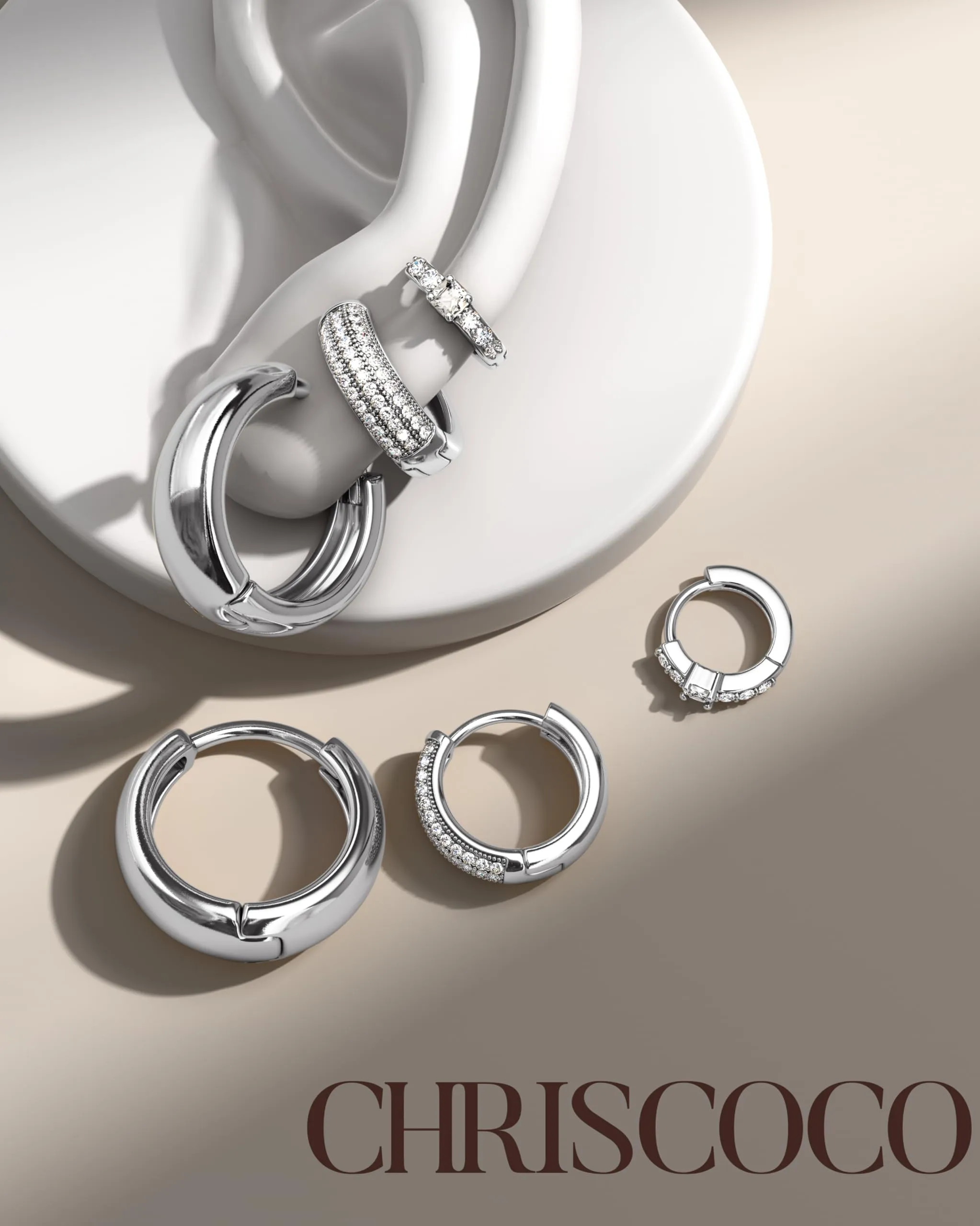 Chriscoco Orecchini a Cerchio Oro e Argento Set Anallergici Donna 12 mm - immagine 9