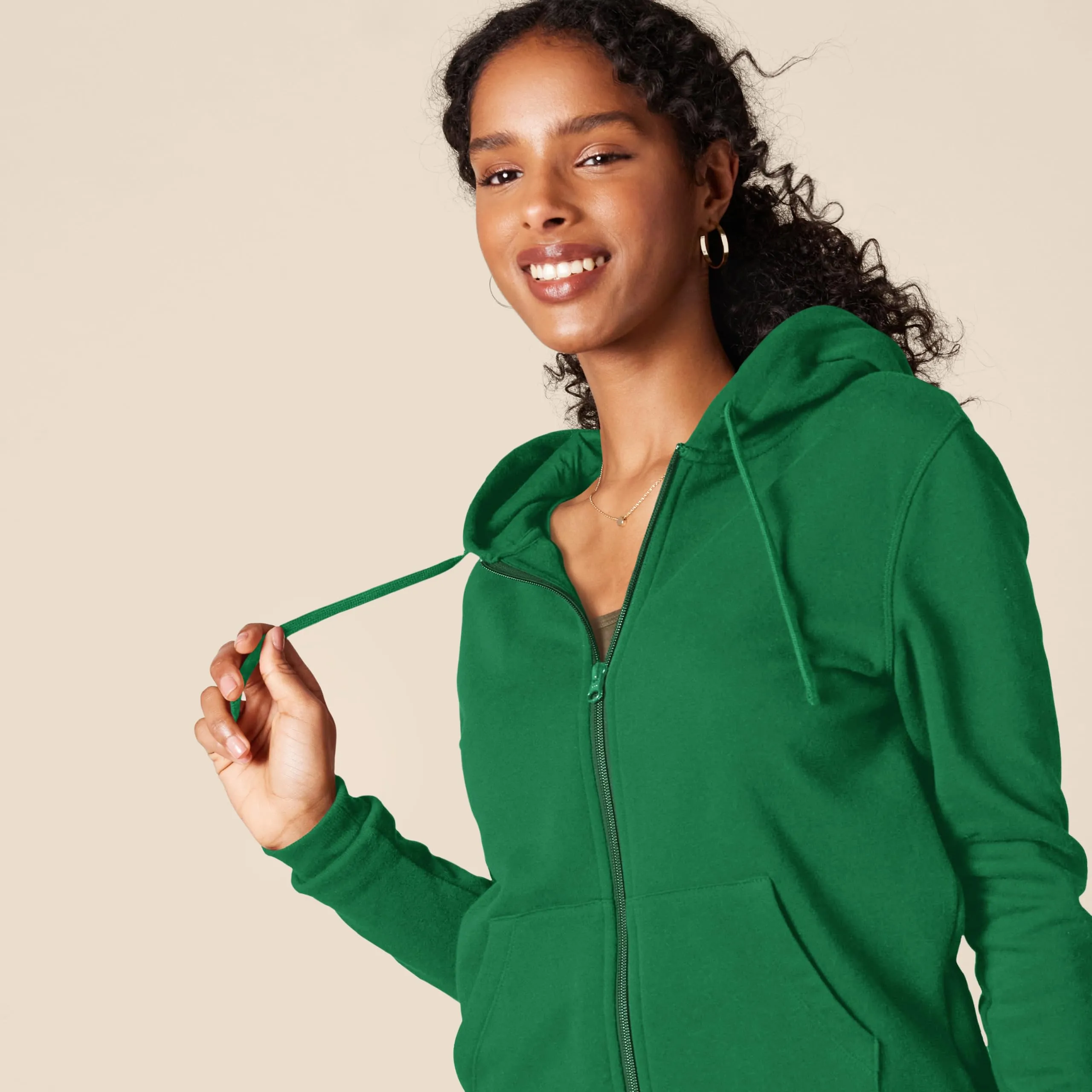 Amazon Essentials Felpa con Cappuccio e Zip Intera da Donna, Verde, L - immagine 4