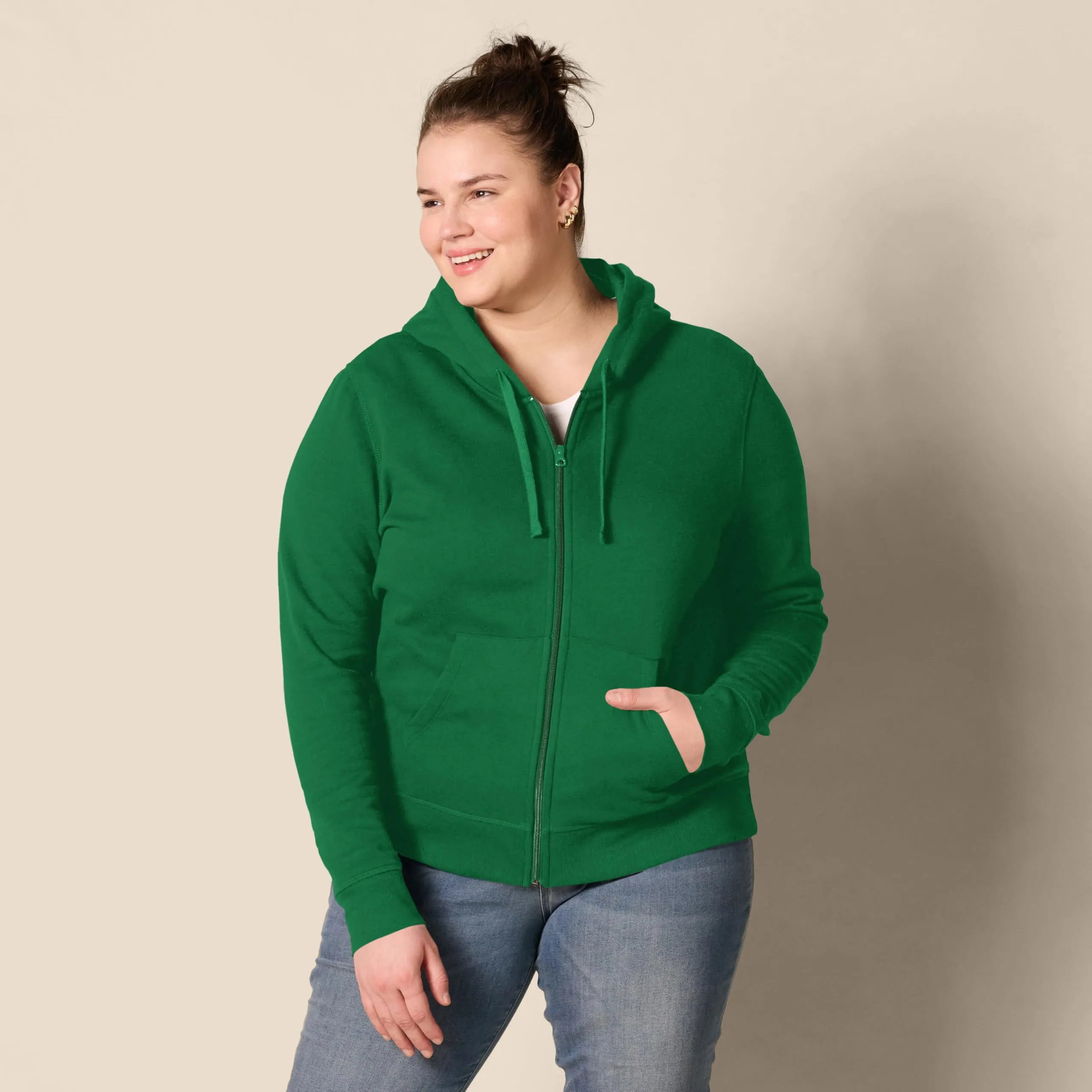 Amazon Essentials Felpa con Cappuccio e Zip Intera da Donna, Verde, L - immagine 7