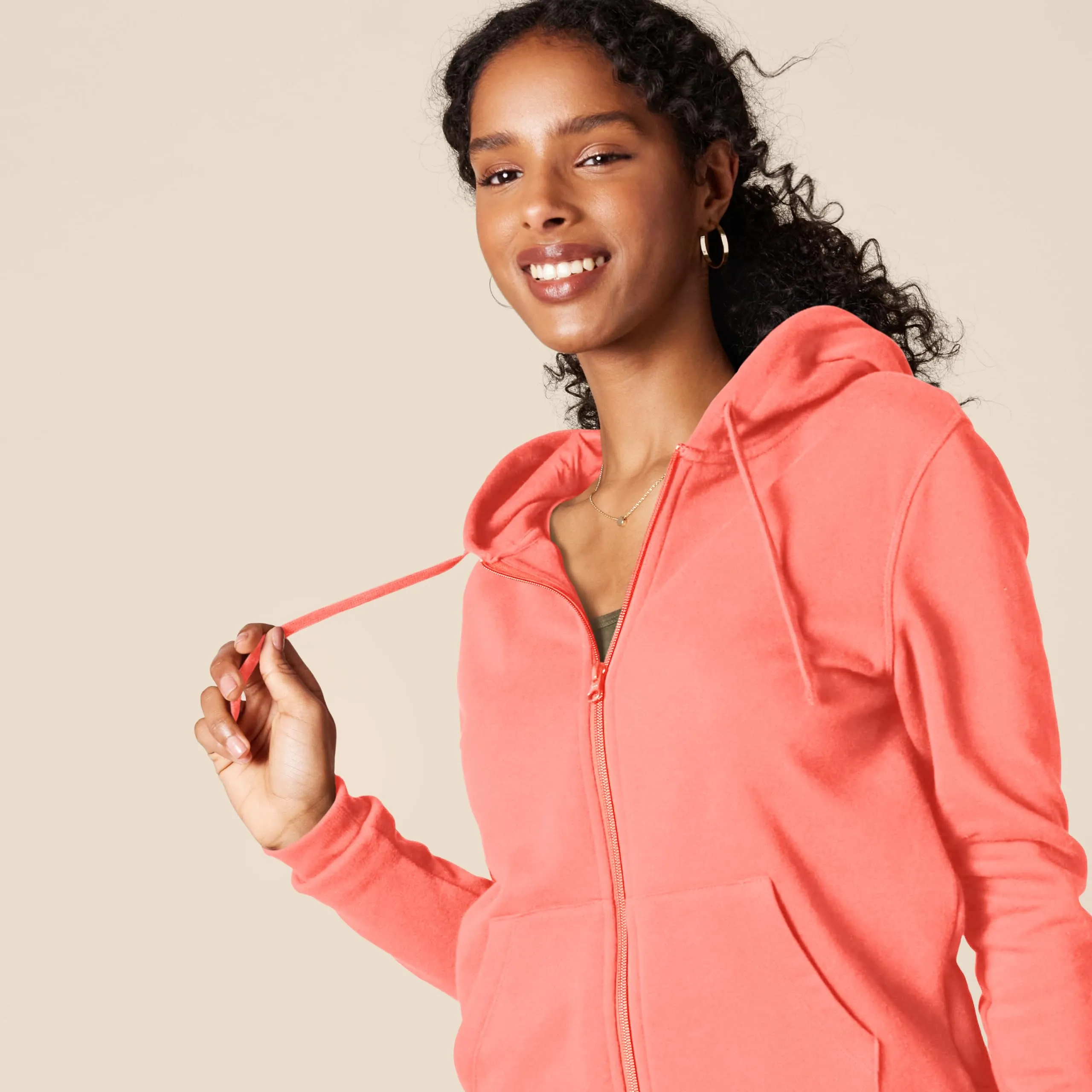 Amazon Essentials Felpa con cappuccio in pile di spugna francese da donna, Rosa Corallo, XS - immagine 4