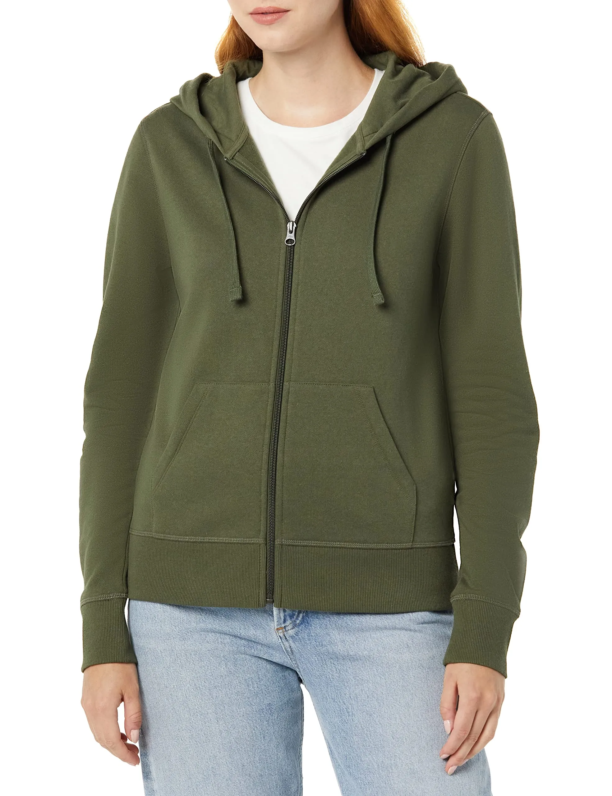 Amazon Essentials Felpa con Cappuccio e Zip Intera da Donna, Verde Oliva Scuro, XL - immagine 1