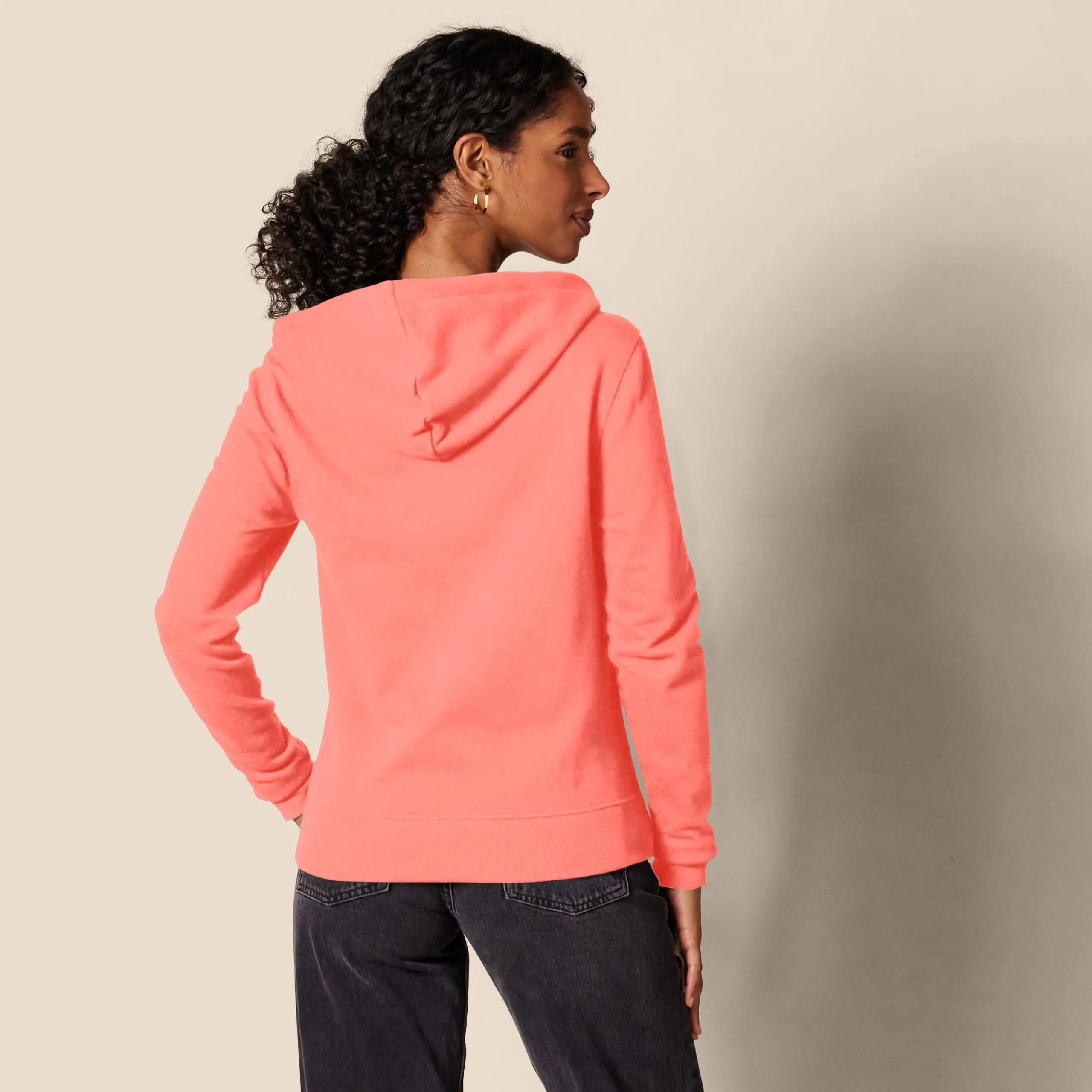 Amazon Essentials Felpa con cappuccio in pile di spugna francese con zip, Rosa Corallo, M - immagine 2