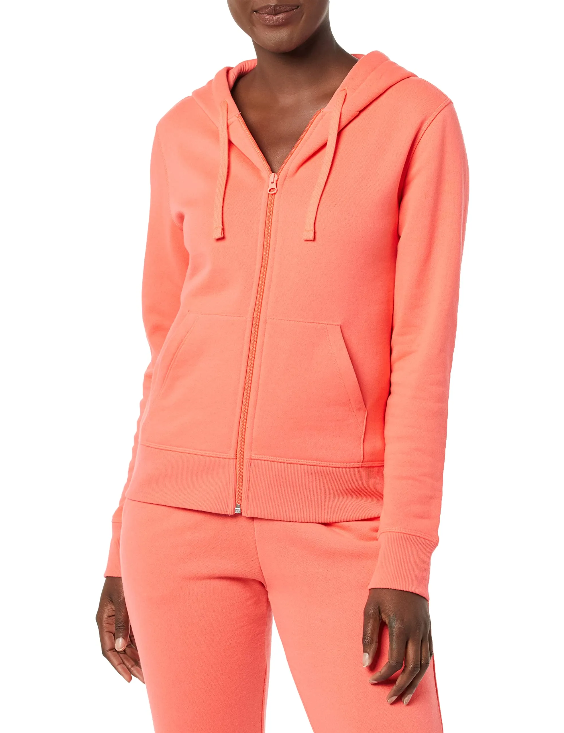 Amazon Essentials Felpa con Cappuccio in Pile di Spugna Francese con Cerniera Intera da Donna, Rosa Brillante, S - immagine 1