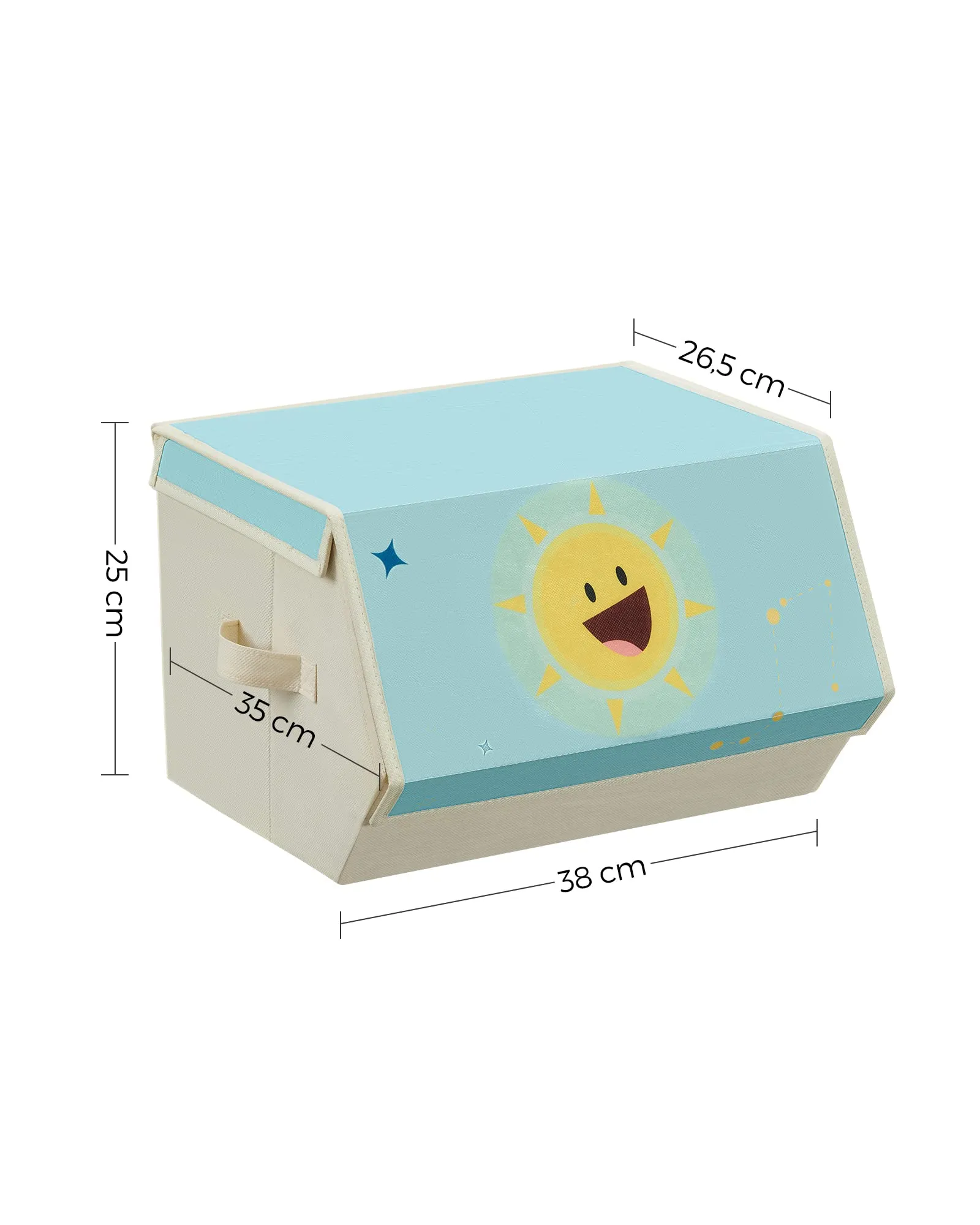 SONGMICS Organizzatori per Bambini, 3 Scatole Portaoggetti Impilabili e Pieghevoli con Manici e Coperchio Magnetico, Tema Spazio, Azzurro RLB700Q01 - immagine 5