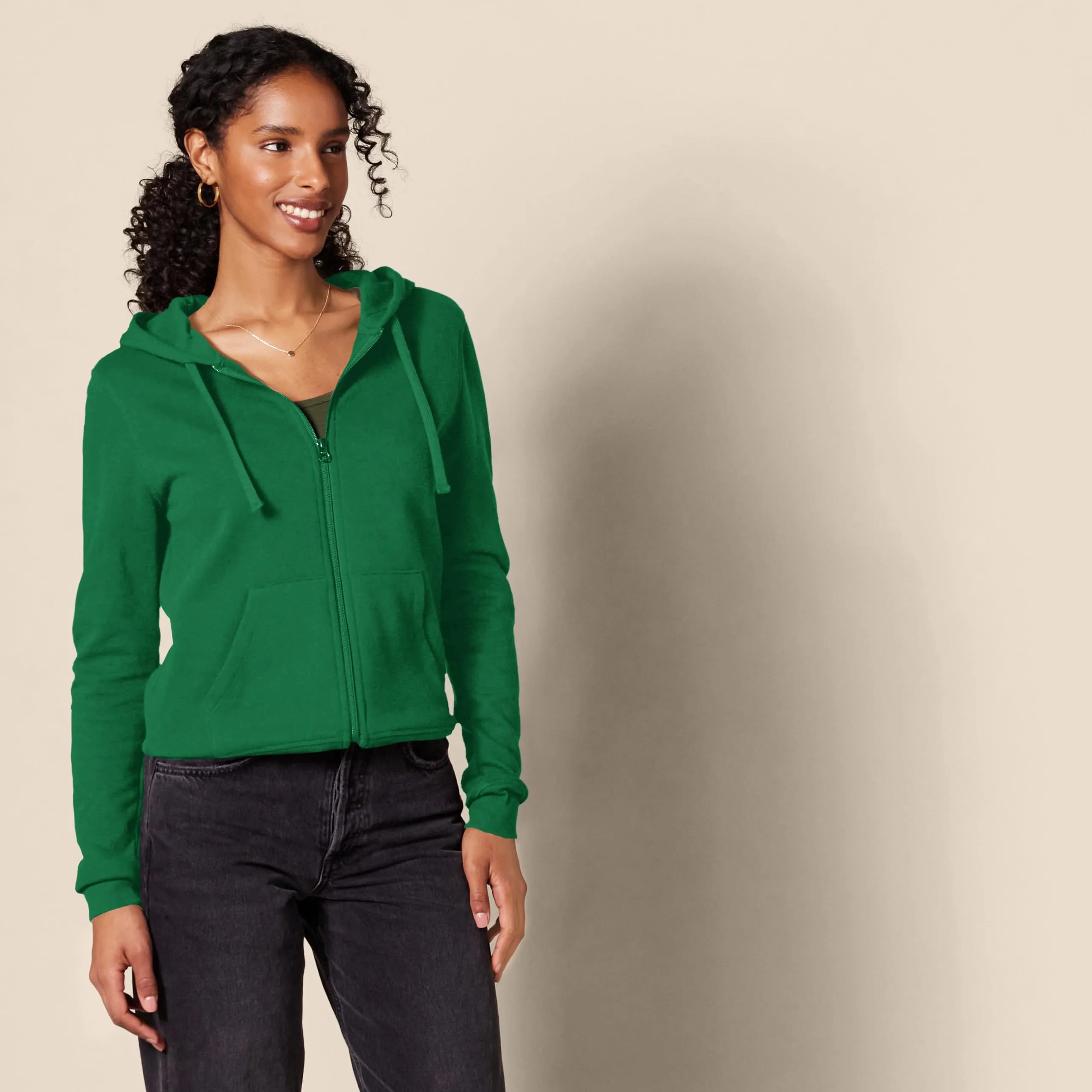 Amazon Essentials Felpa con Cappuccio e Zip Intera da Donna, Verde, M - immagine 3