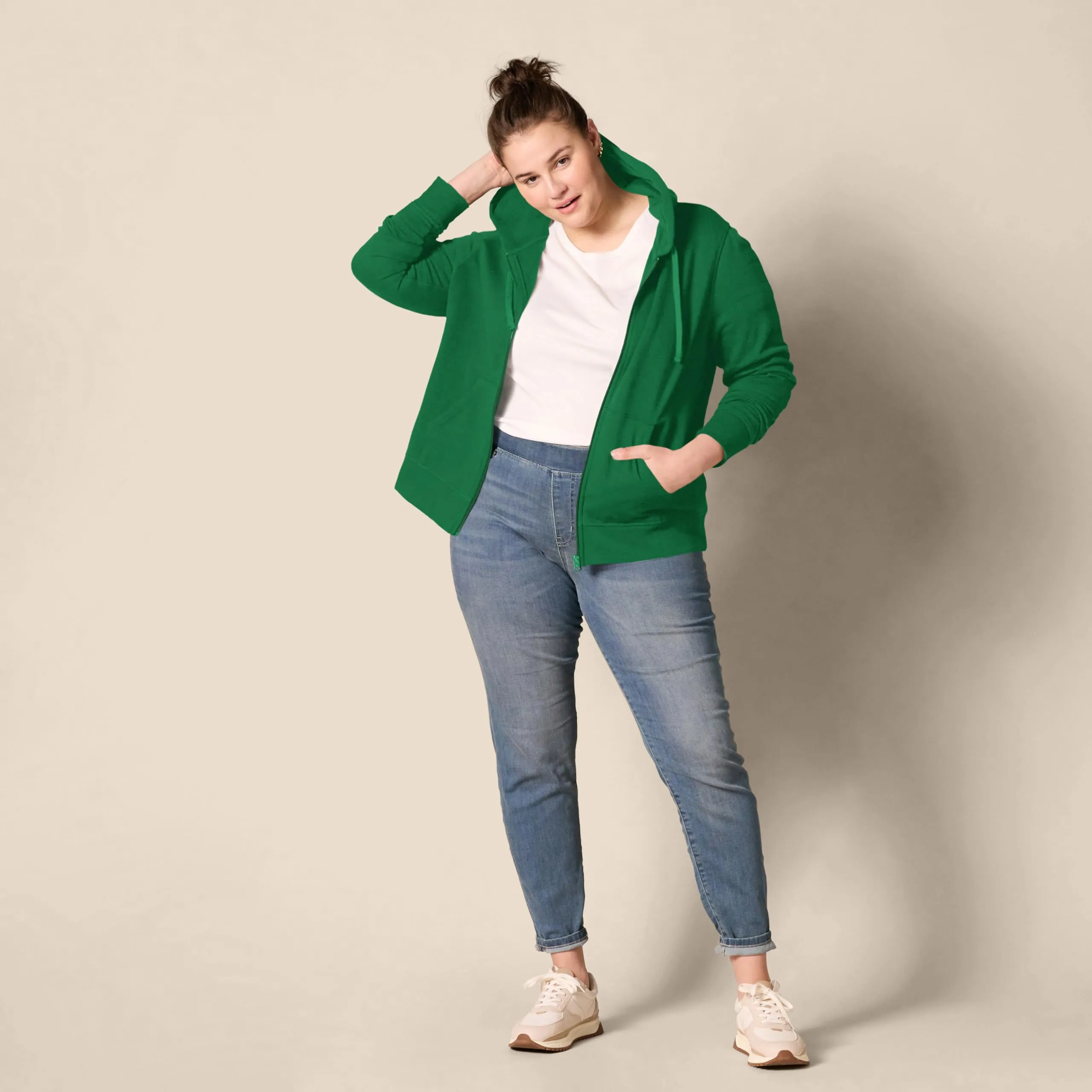 Amazon Essentials Felpa con Cappuccio e Zip Intera da Donna, Verde, M - immagine 8