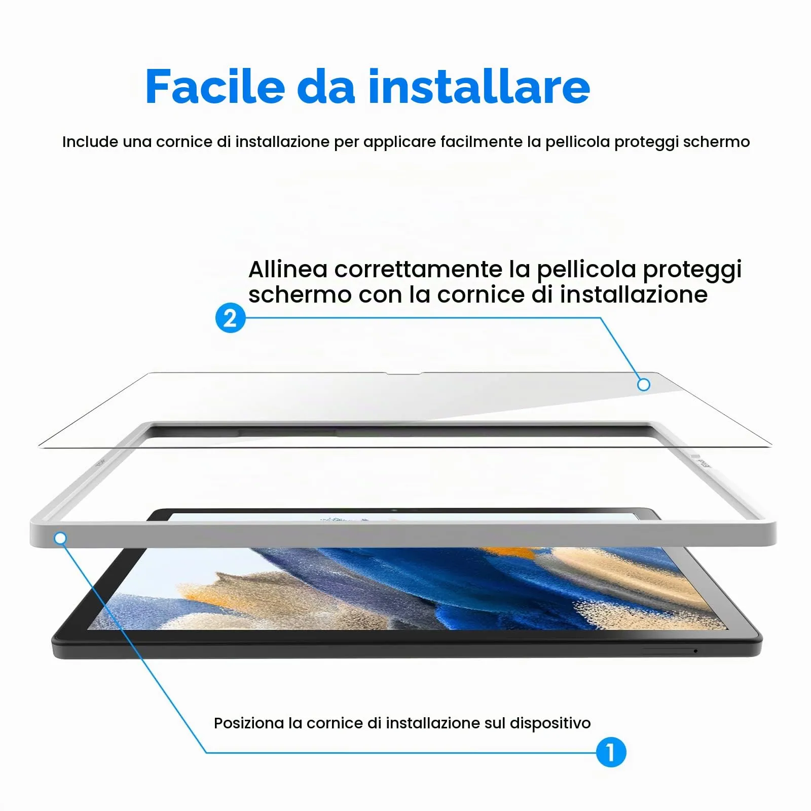 JETech Pellicola Protettiva in Vetro Temperato per Samsung Galaxy Tab A8 10,5" (2021), 2 Pezzi - immagine 3