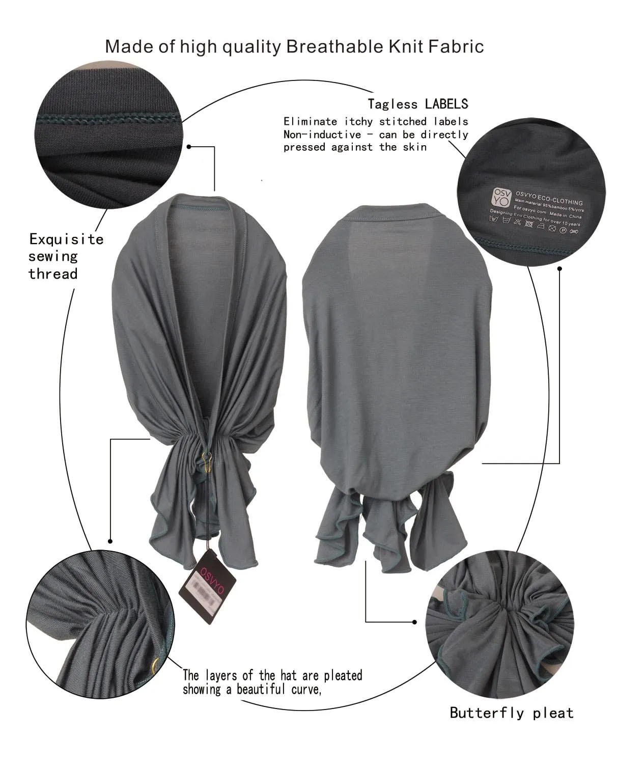 osvyo Foulard in Bambù per Donne, Taglia Unica - immagine 3