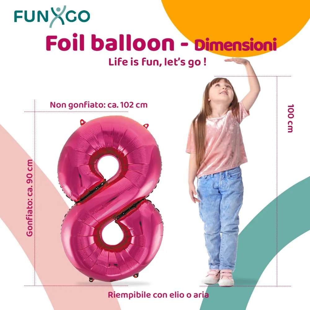 FUNXGO Palloncino Numero 8 Pink - immagine 2