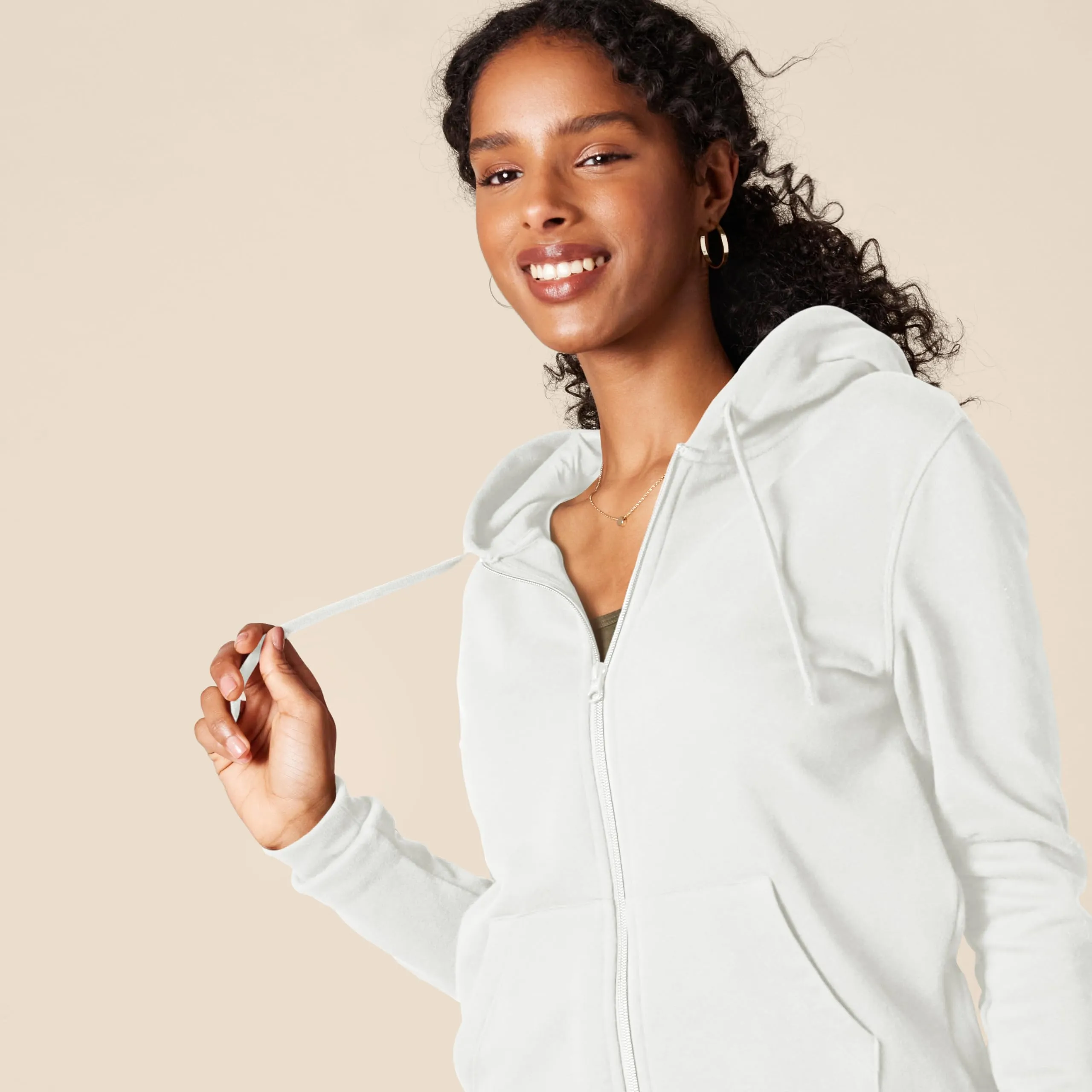 Amazon Essentials Felpa con Cappuccio e Zip Intera da Donna, Avorio, S - immagine 4