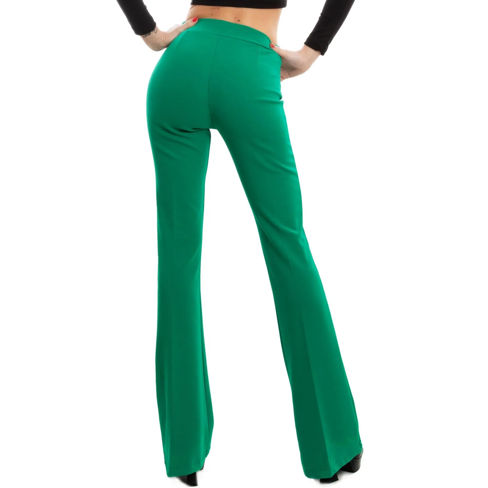 Toocool Pantaloni Donna a Zampa Elefante Elasticizzati JL-2148, Verde Bandiera, L - immagine 2