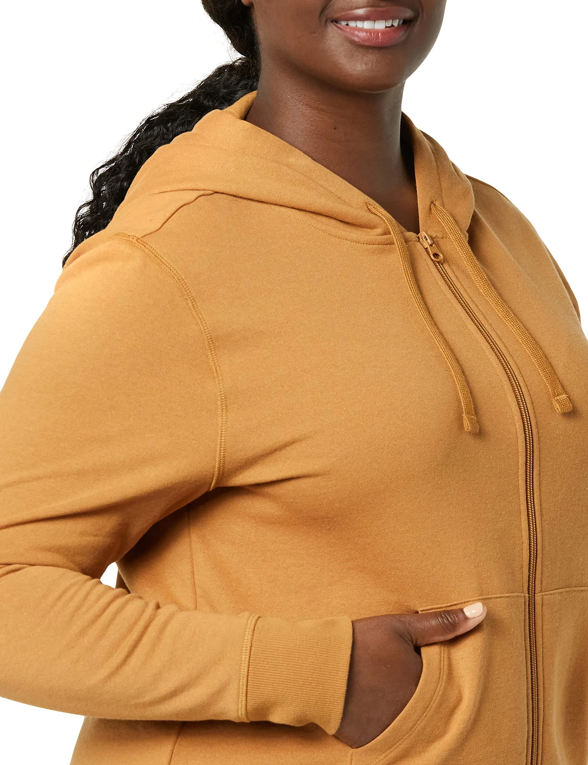 Amazon Essentials Felpa con Cappuccio e Zip Intera da Donna, Cammello Scuro, XS - immagine 6
