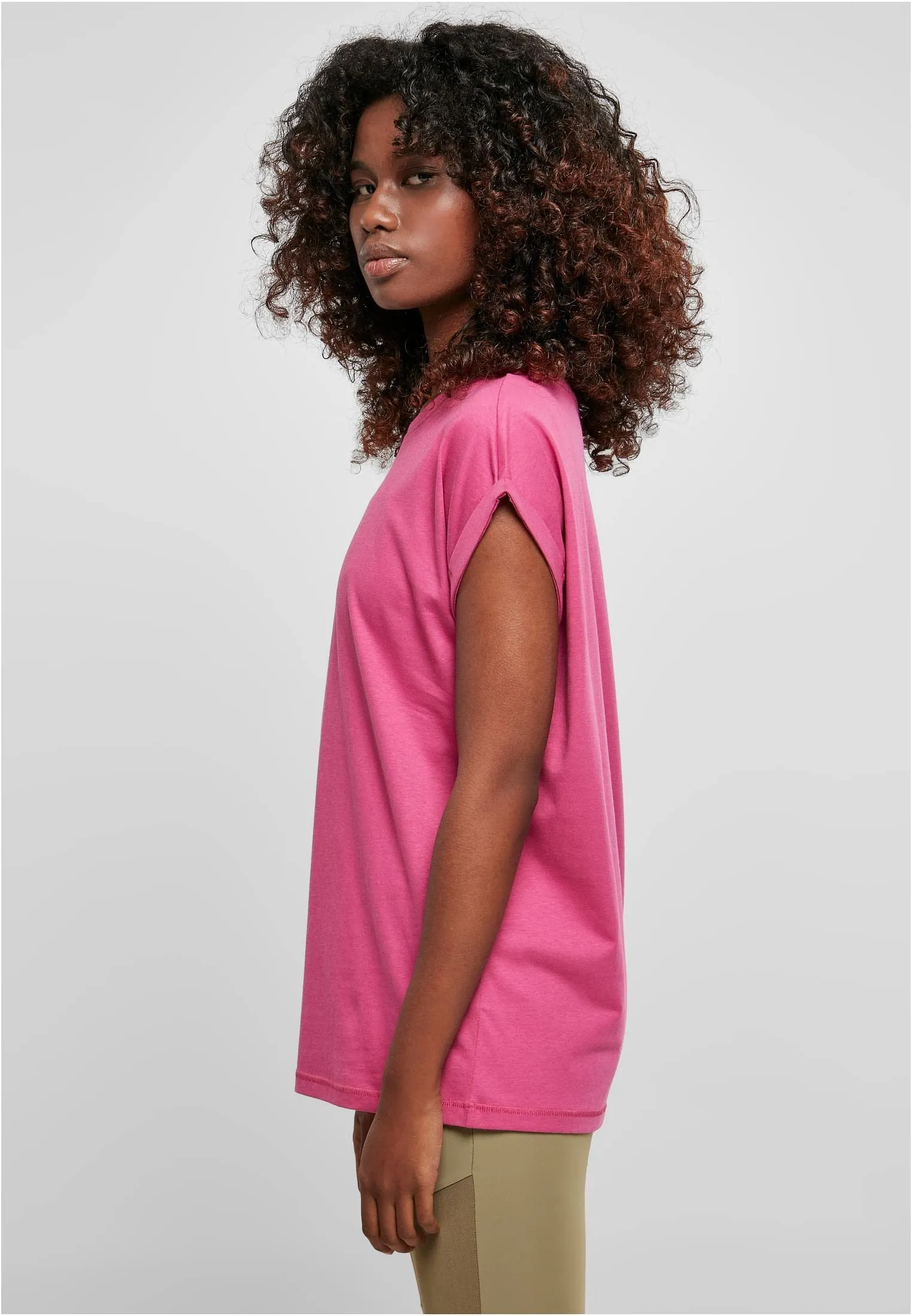 Urban Classics T-shirt da Donna con Manica Arrotolata in Cotone, Rosso Ciliegia, XXL - immagine 7