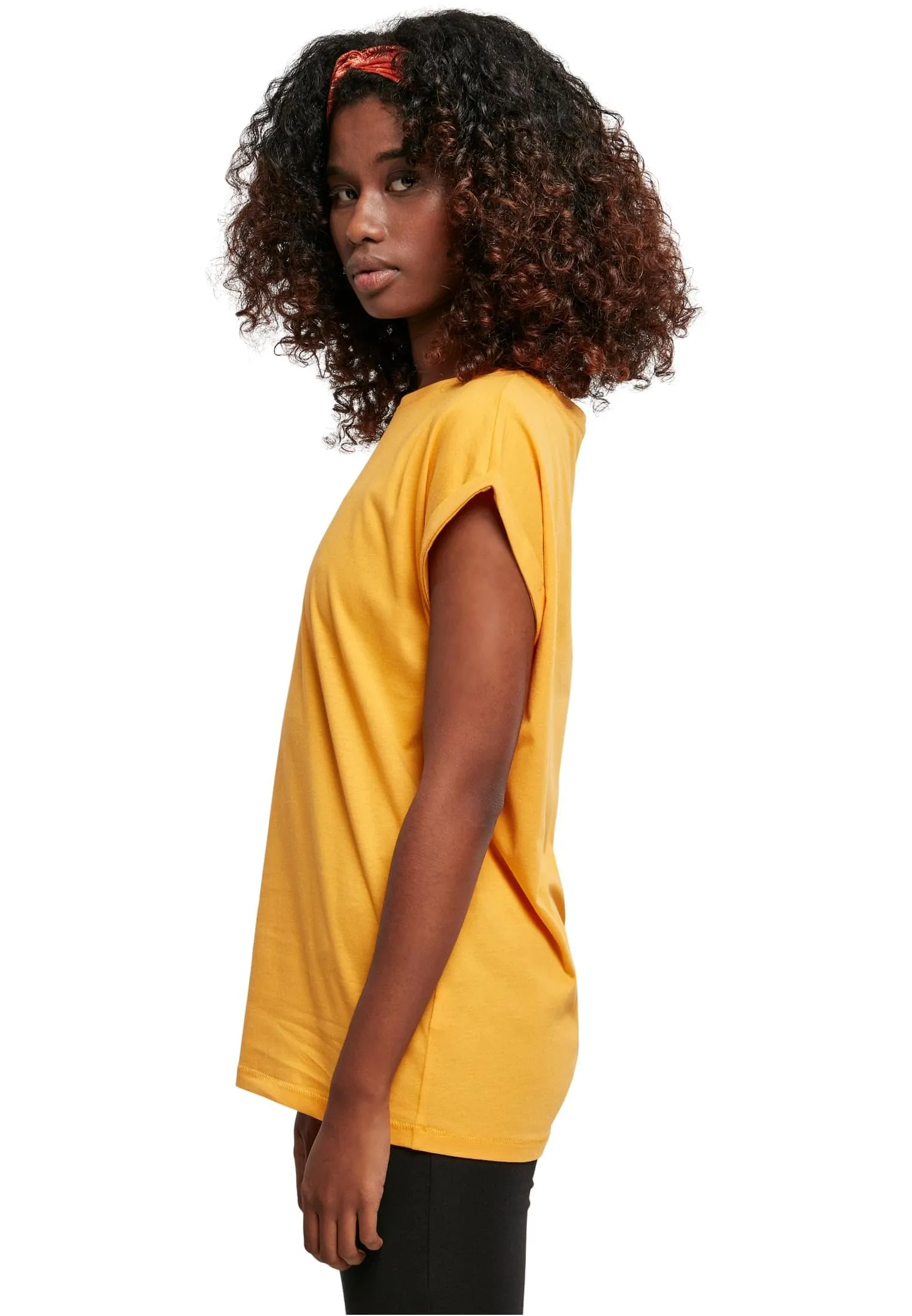 Urban Classics T-shirt da Donna con Manica Arrotolata in Cotone, Rosso Ciliegia, Taglia XXL - immagine 3