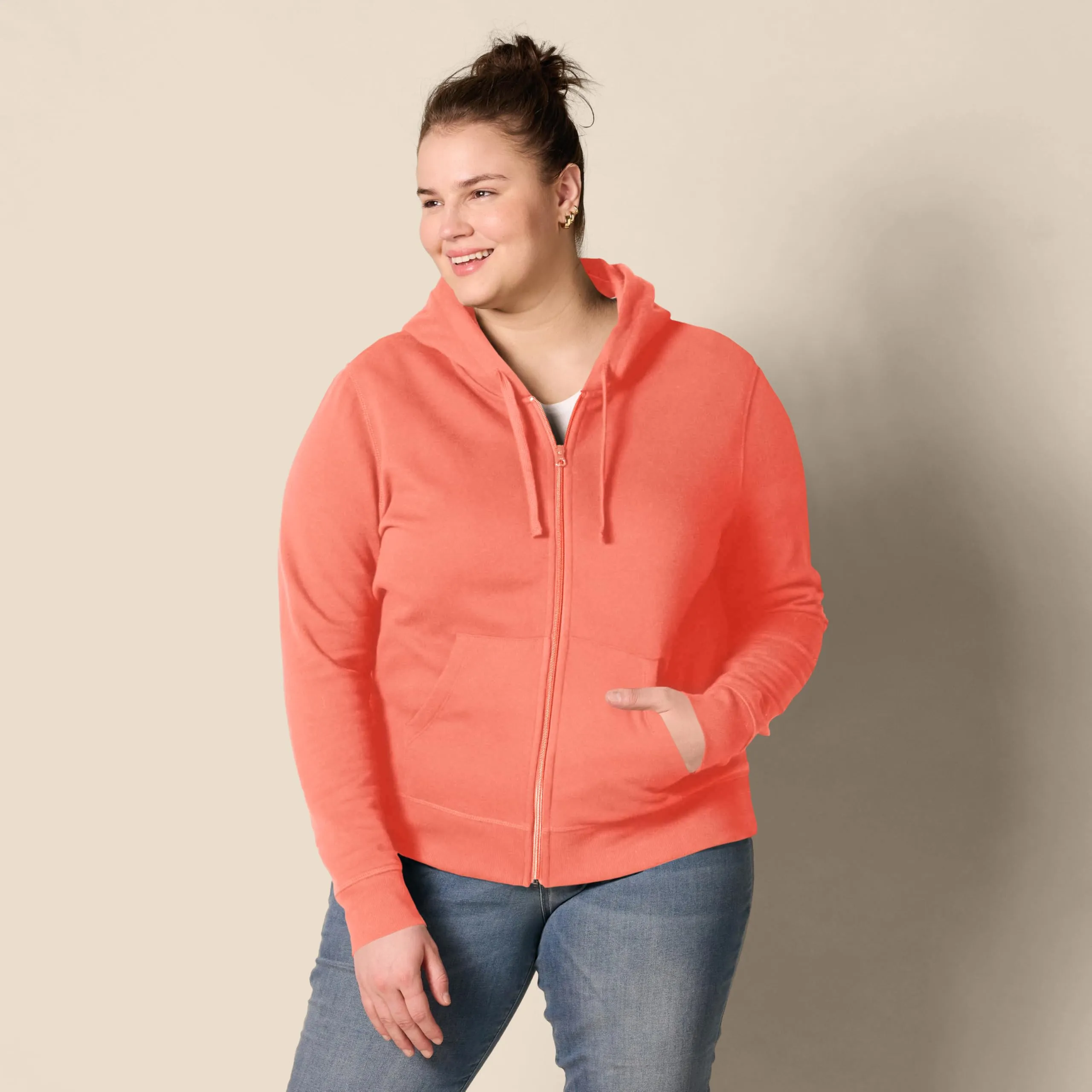 Amazon Essentials Felpa con Cappuccio da Donna in Pile di Spugna Francese con Zip Intera, Rosa Brillante, L - immagine 7