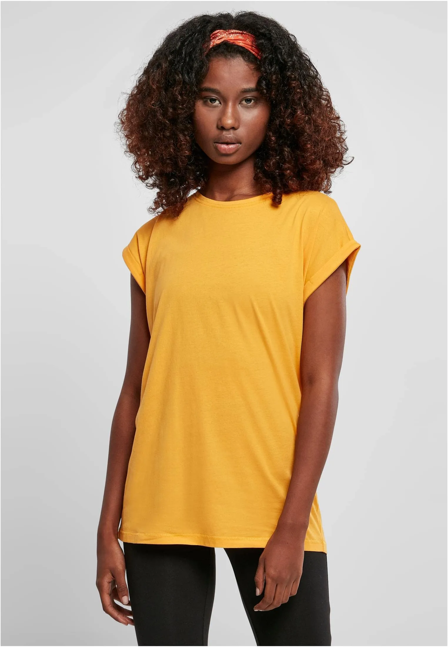 Urban Classics T-shirt da Donna con Maniche Arrotolate in Cotone, Rosso Ciliegia, Taglia XXL - immagine 6
