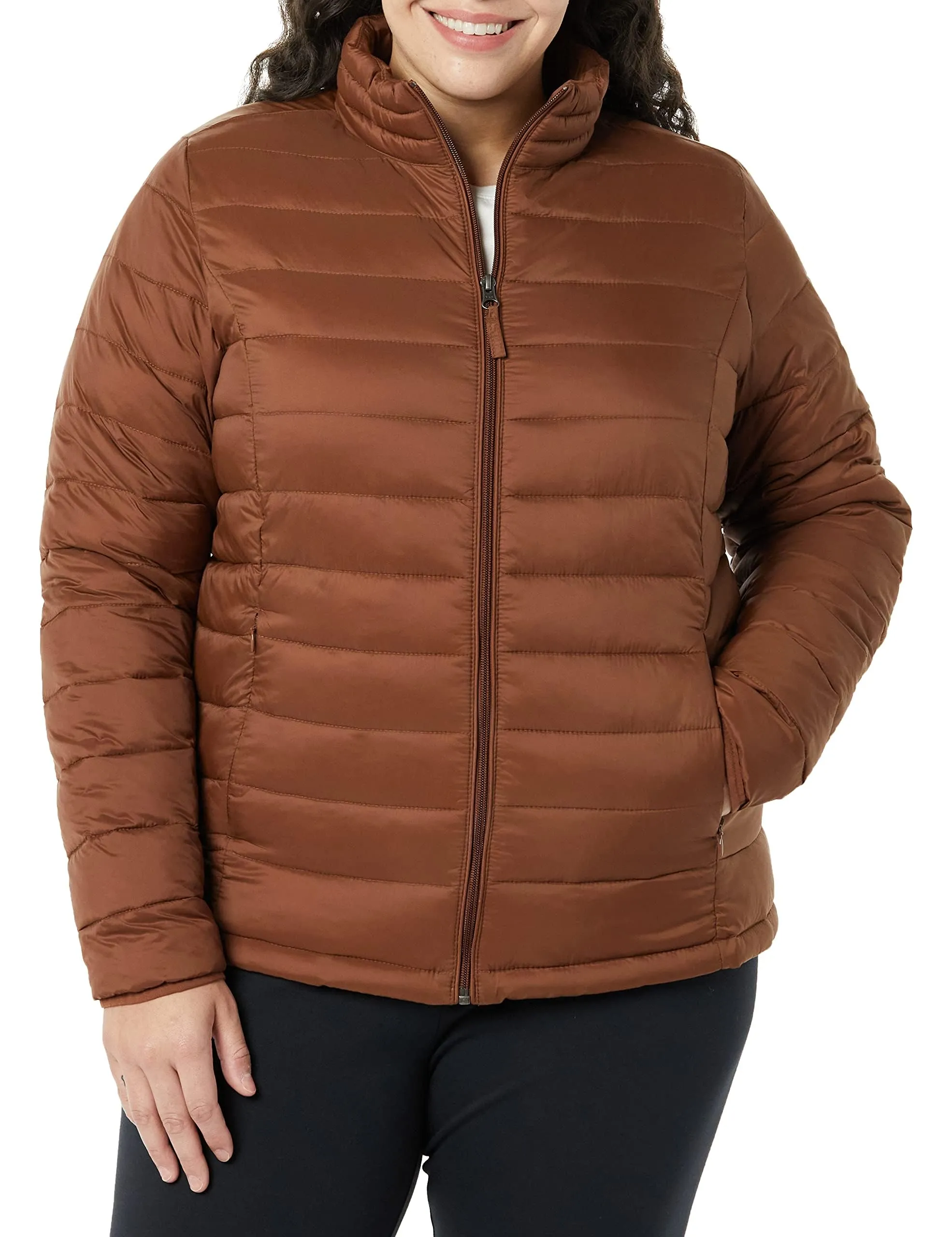 Amazon Essentials Piumino Leggero Resistente all'Acqua Ripiegabile Donna, Marrone Toffee Scuro, XS - immagine 1